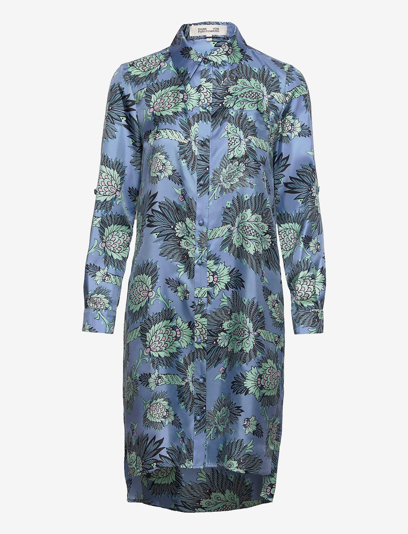 Diane von Furstenberg - DVF PRITA DRESS - feather floral med misty blue - 0