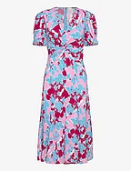 DVF ANABA S/S DRESS - EARTH FLORAL MULTI MED PINK