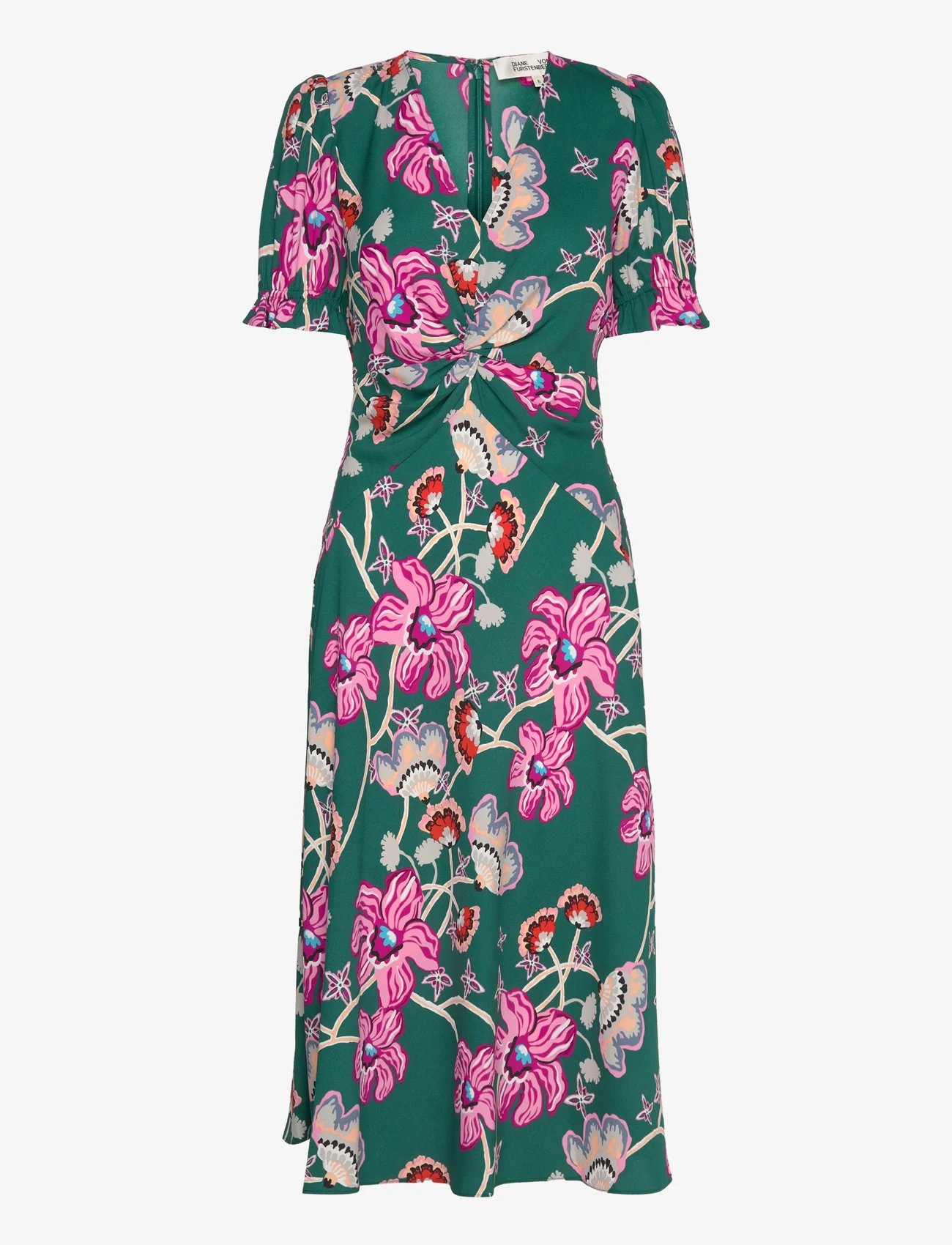 Diane von Furstenberg - DVF ANABA S/S DRESS - festtøj til outletpriser - tiger lily med quetzal green - 0