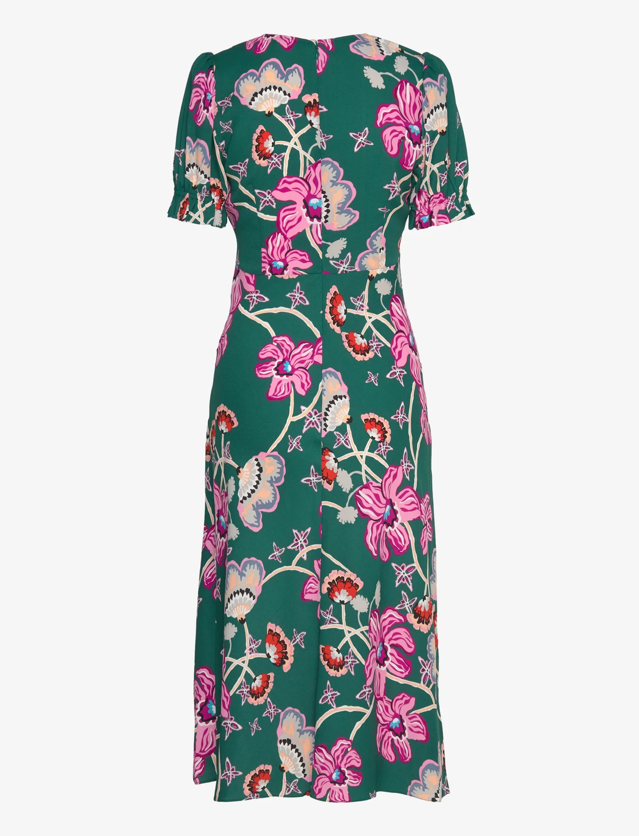 Diane von Furstenberg - DVF ANABA S/S DRESS - festkläder till outletpriser - tiger lily med quetzal green - 1
