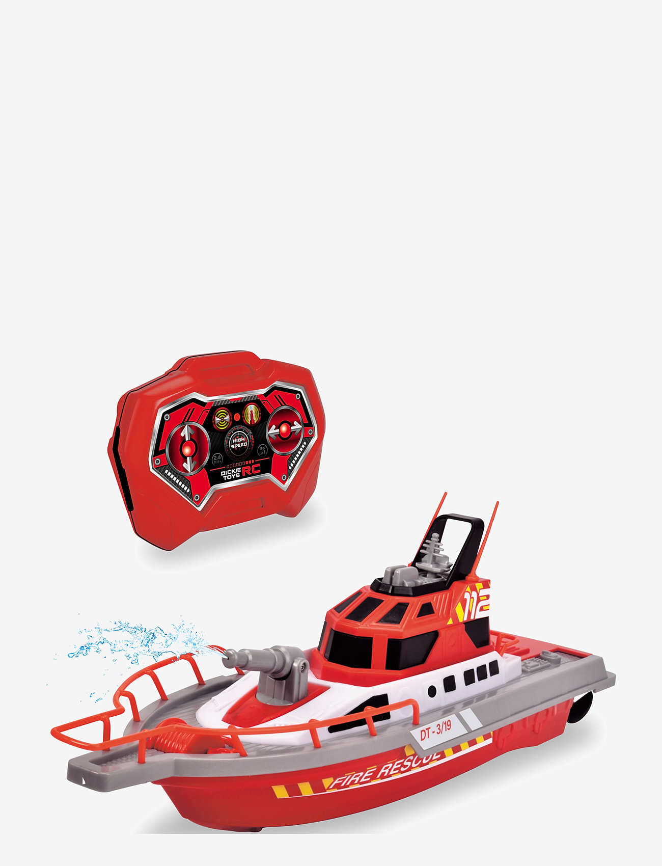 Dickie Toys - Radiostyrd brandbåt med vattenspruts-funktion - båtar - red - 0