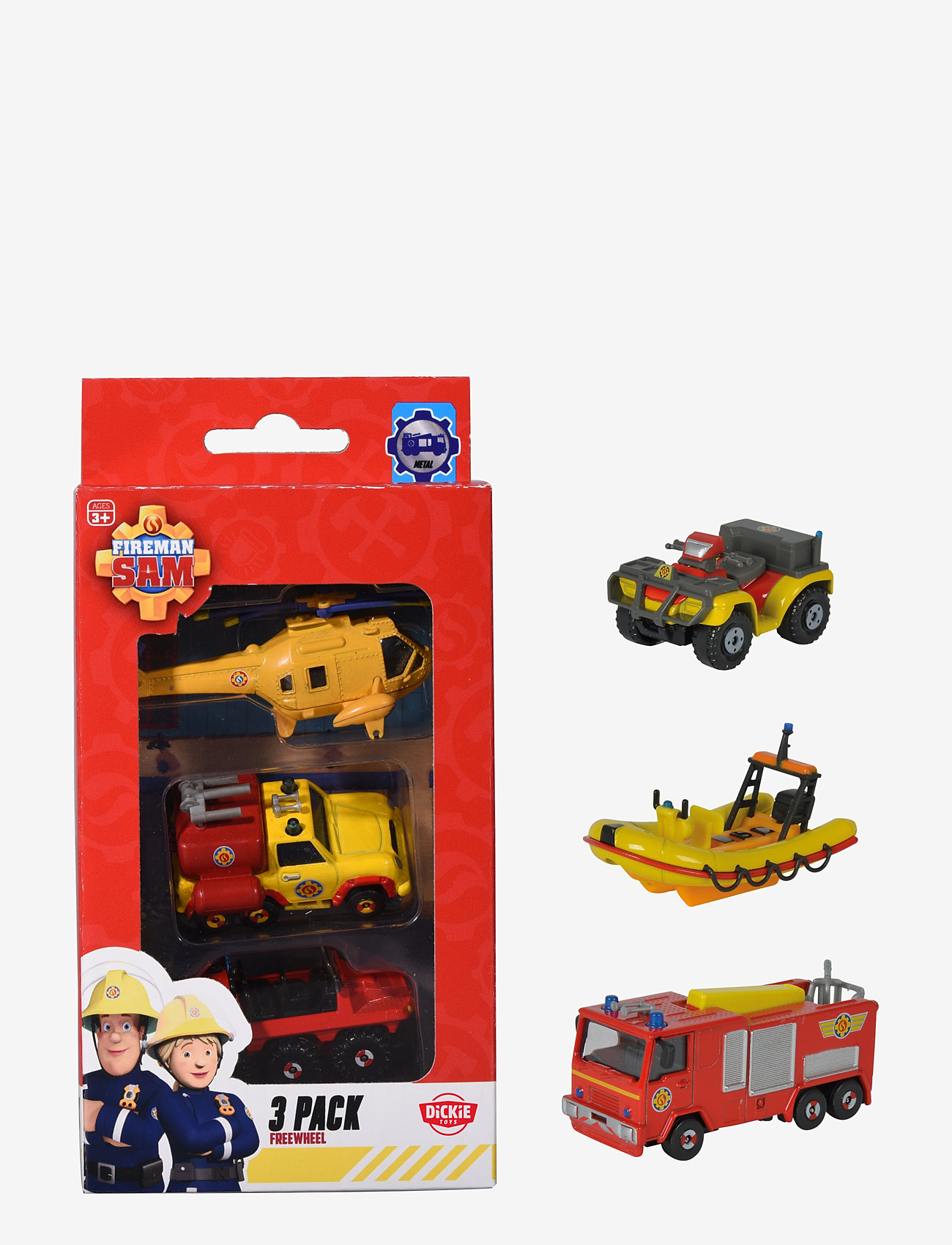 Dickie Toys - Fireman Sam - 3-Pack, 1: 64, 3-asst - alhaisimmat hinnat - red - 1