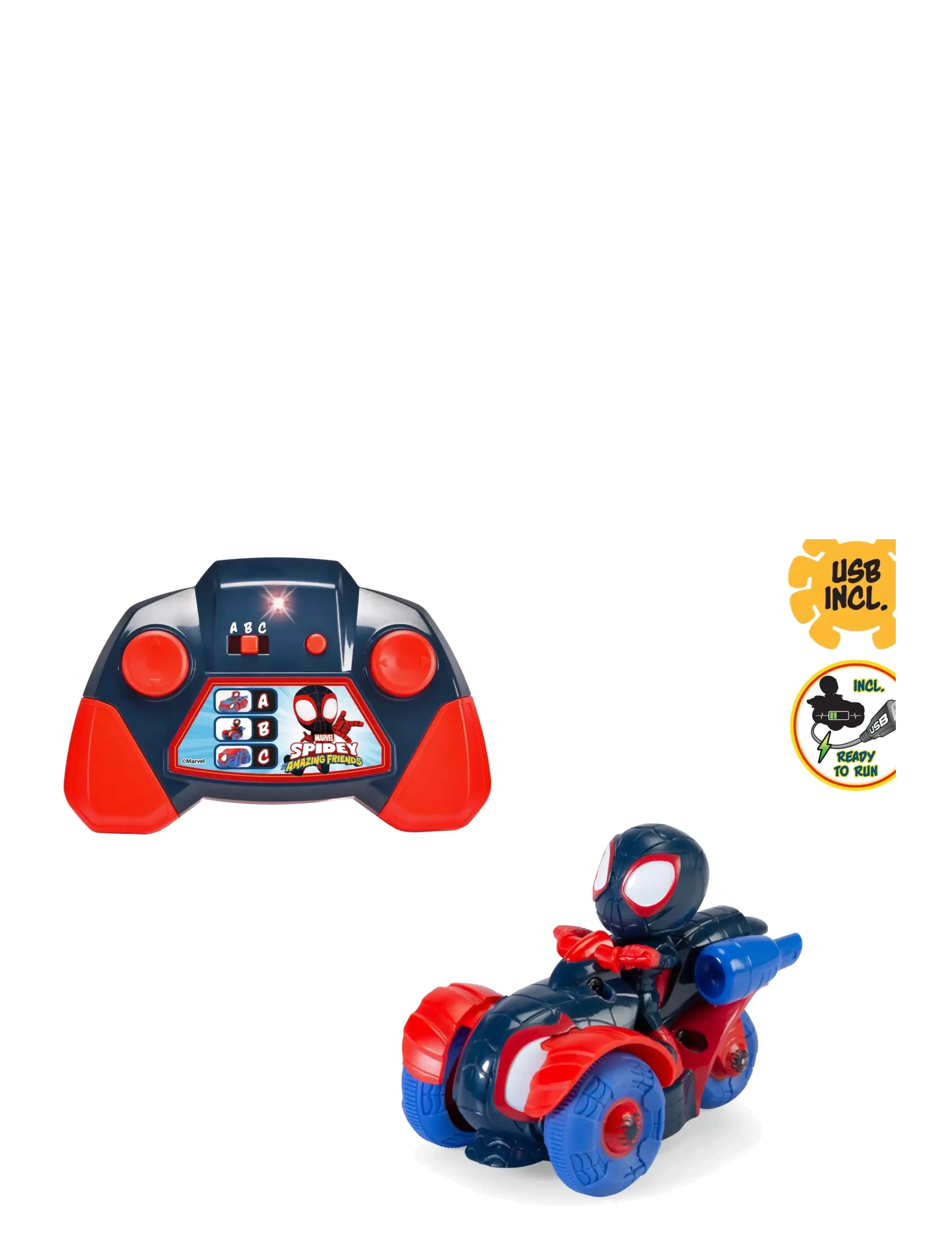 Dickie Toys Radio Controlled Car Marvel  Miles Techno-Racer 1:50 - Fjernstyret legetøj - MULTICOLOR / red
