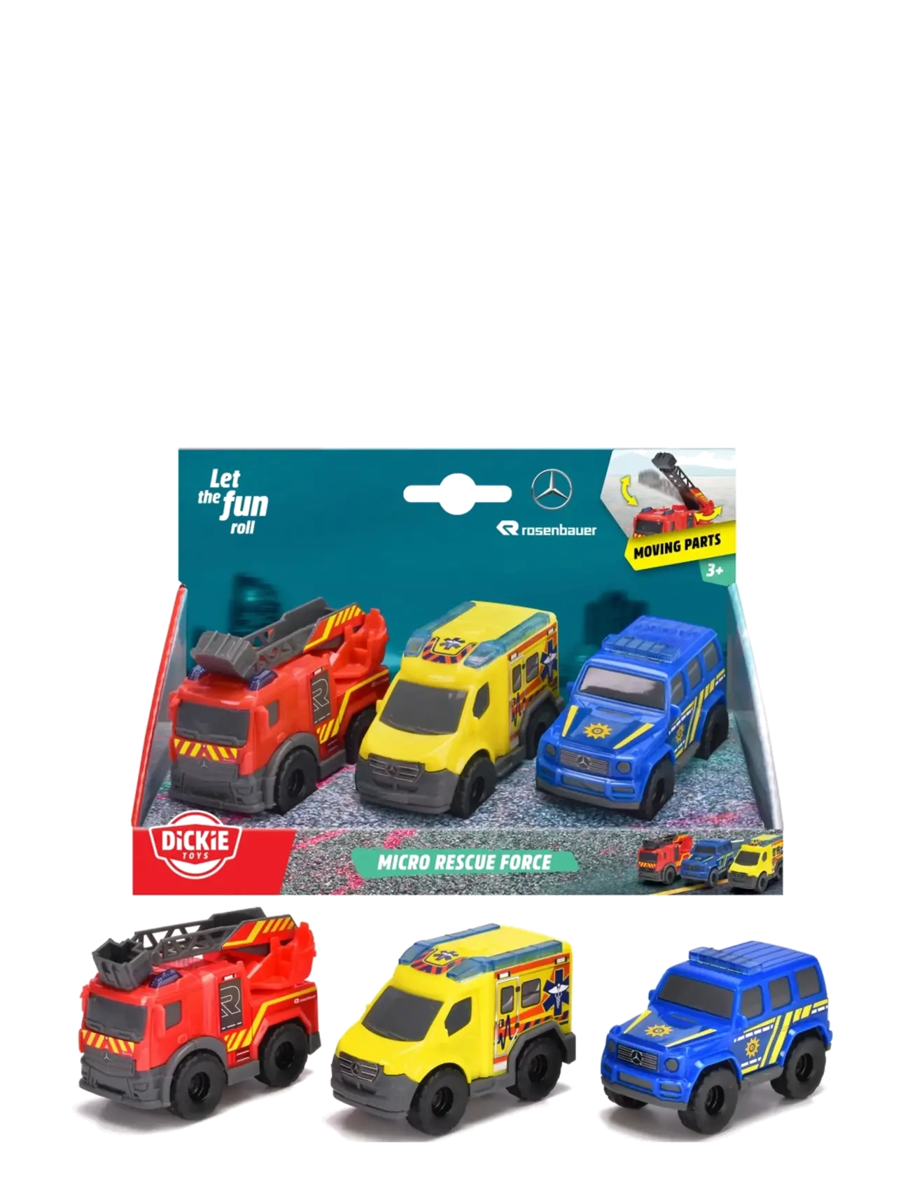 Dickie Toys 3-Pack Micro Rescue Vehicles, Other Toy Cars, Multi/mønstret, Str: ONE SIZE