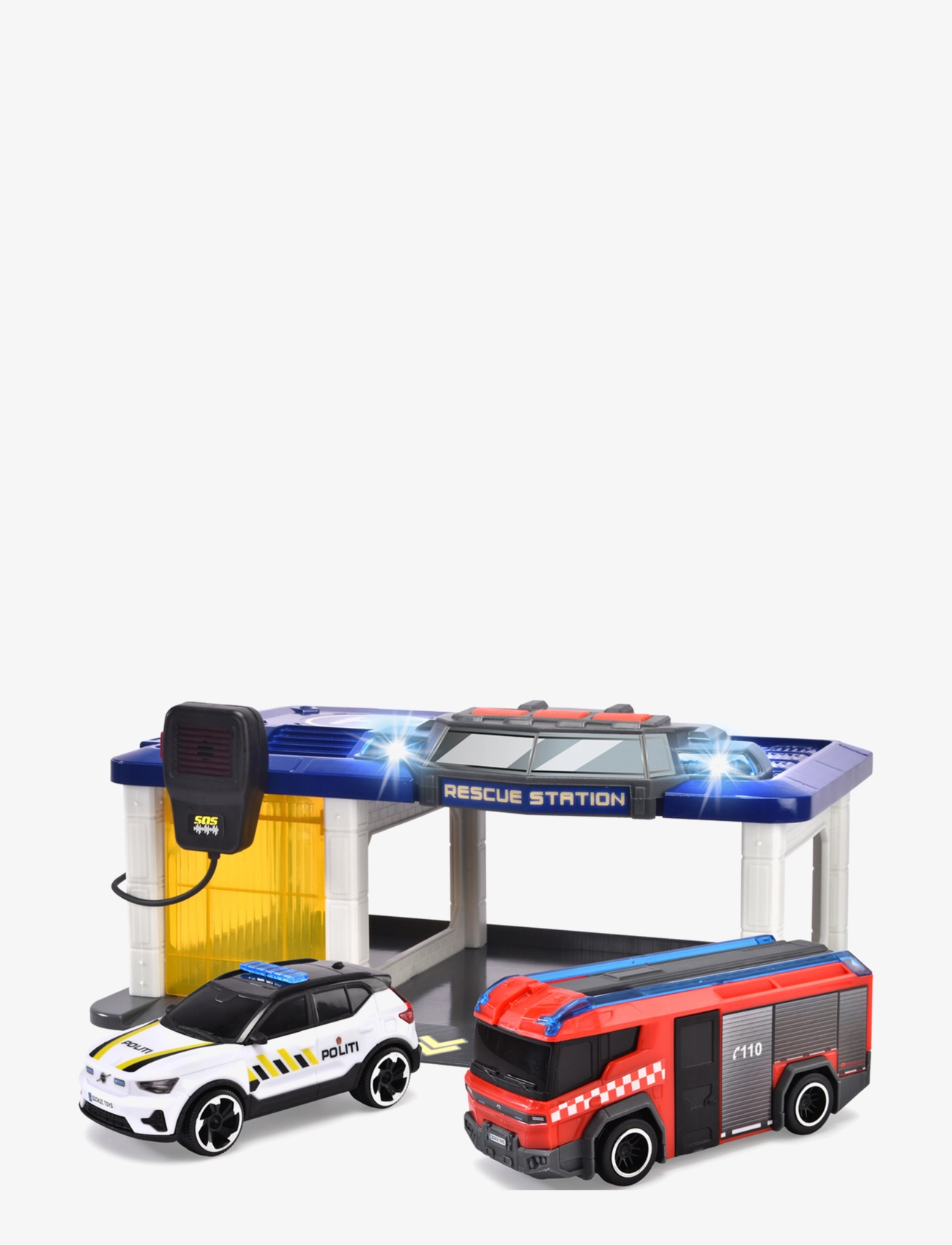 Dickie Spielzeug Norwegian Rescue Station With 2 Vehicles, One Size, Toy Cars, Rot - Fire Trucks, Kinder
