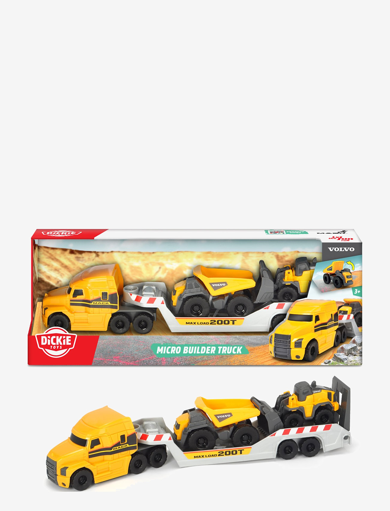 Dickie Toys - Dickie Toys Mack/Volvo Långtradare med Anläggningsfordon - byggmaskiner - yellow - 2