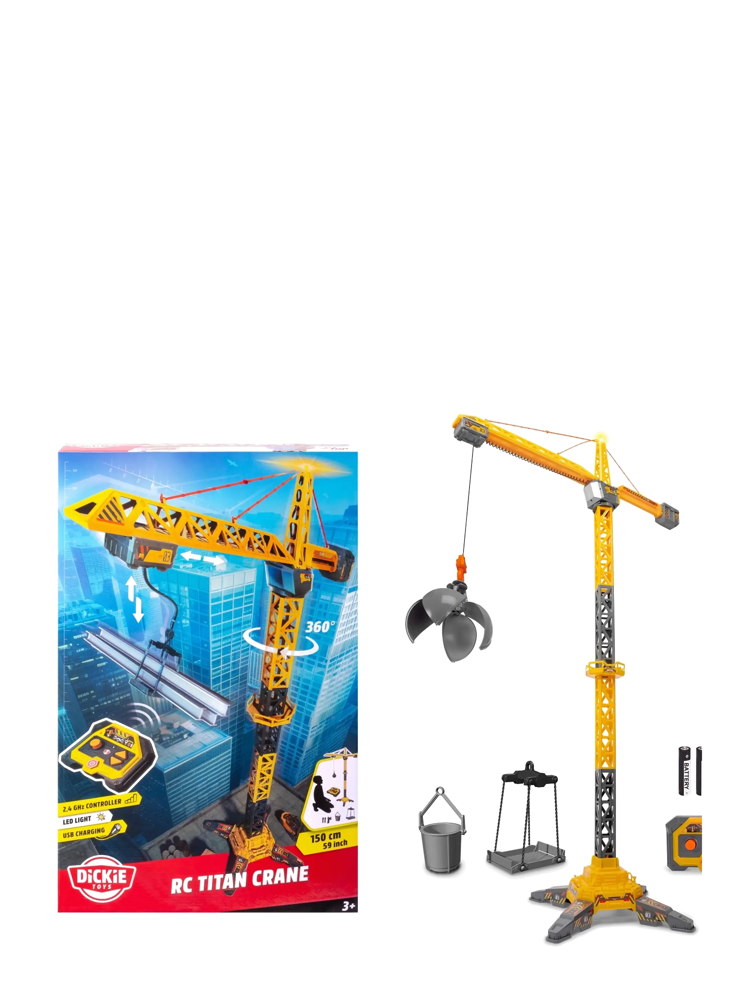 Dickie Toys Radio Controlled Titan Crane, Børn, Remote Controlled Legetøj, Gul, Str: ONE SIZE