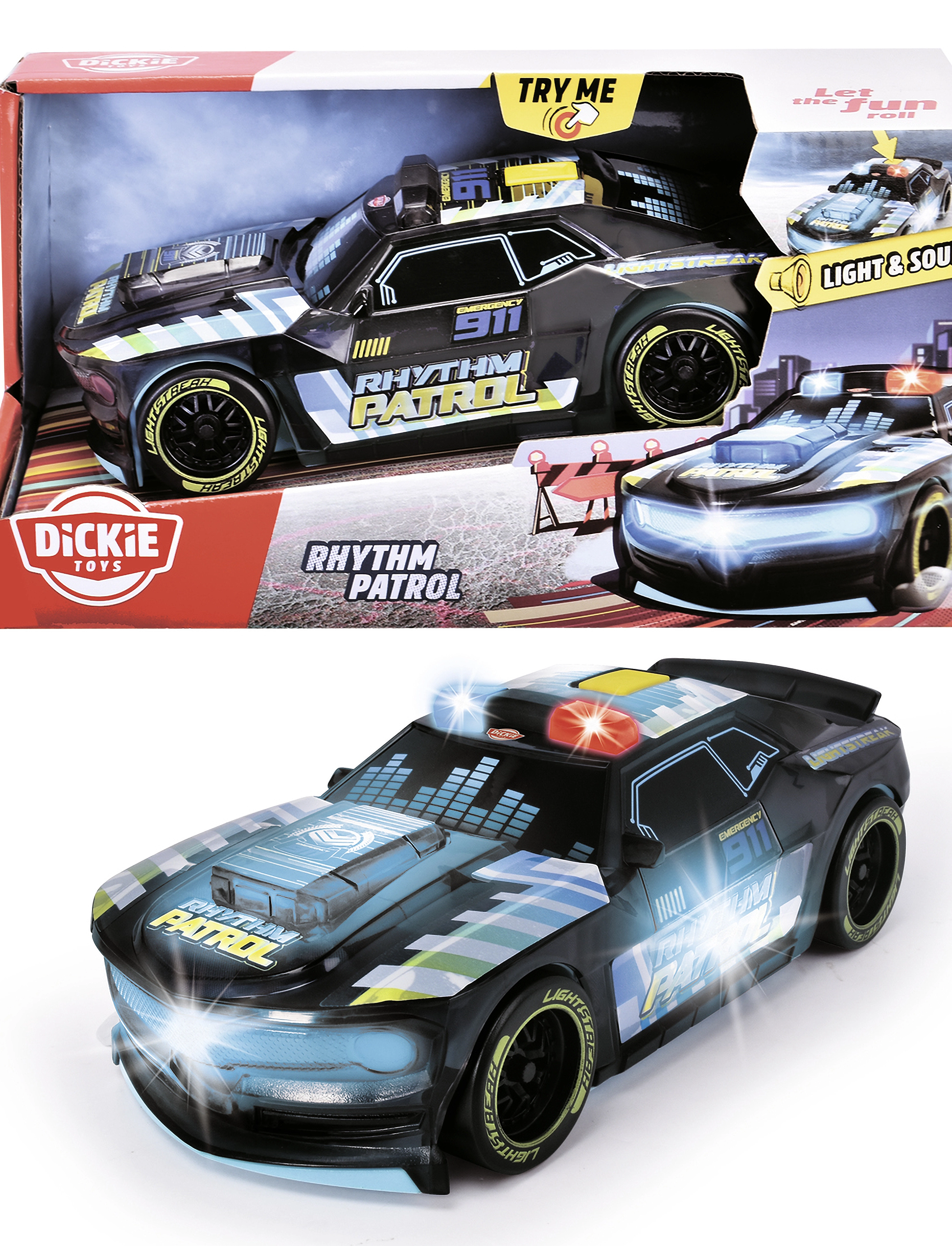 Dickie Spielzeug Rhythm Patrol Police Car, One Size, Toy Cars, Mehrfarbig/gemustert - Kinder