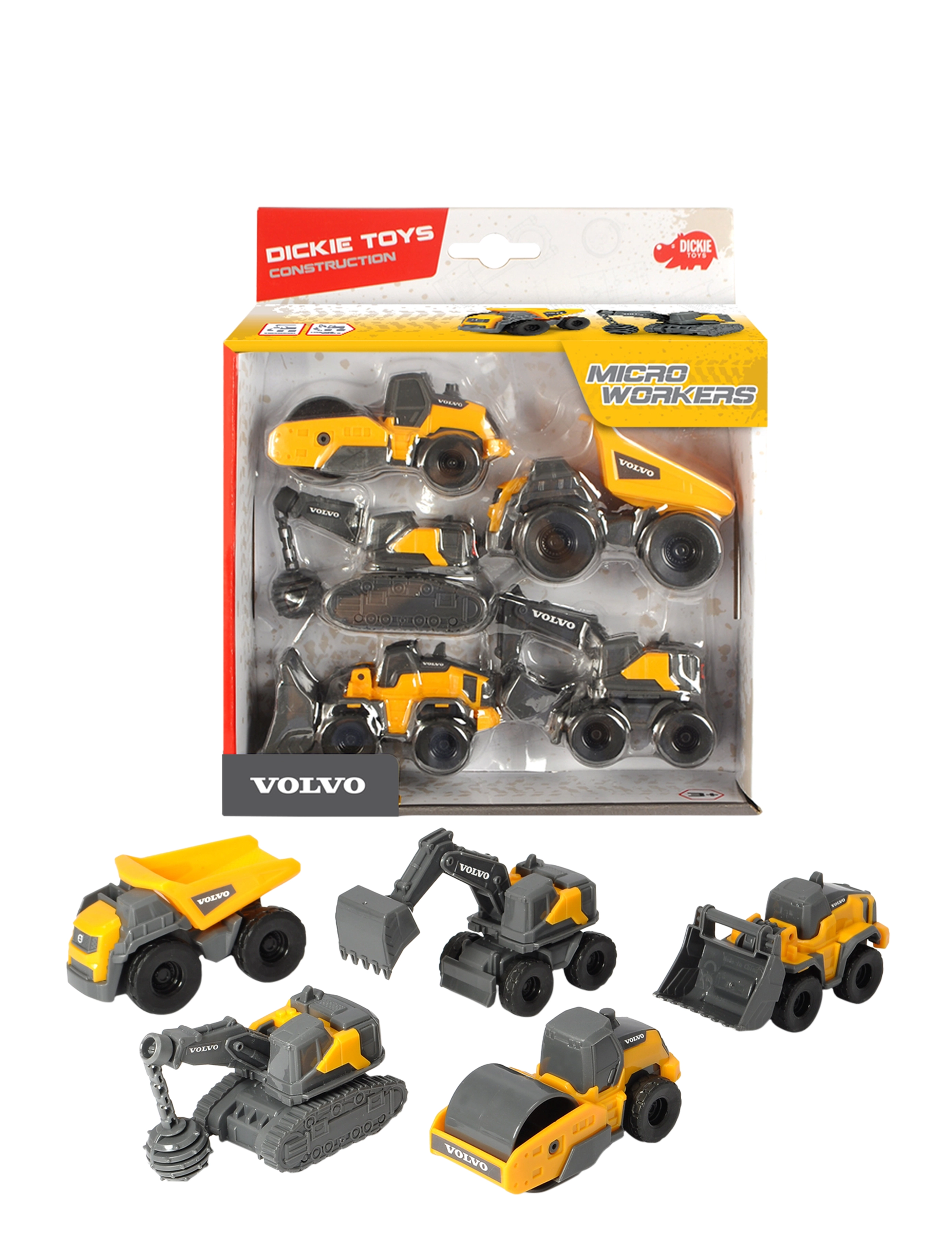 Dickie Toys Volvo Construction 5 Pack, Børn, Toy Køretøj, Gul, Str: ONE SIZE