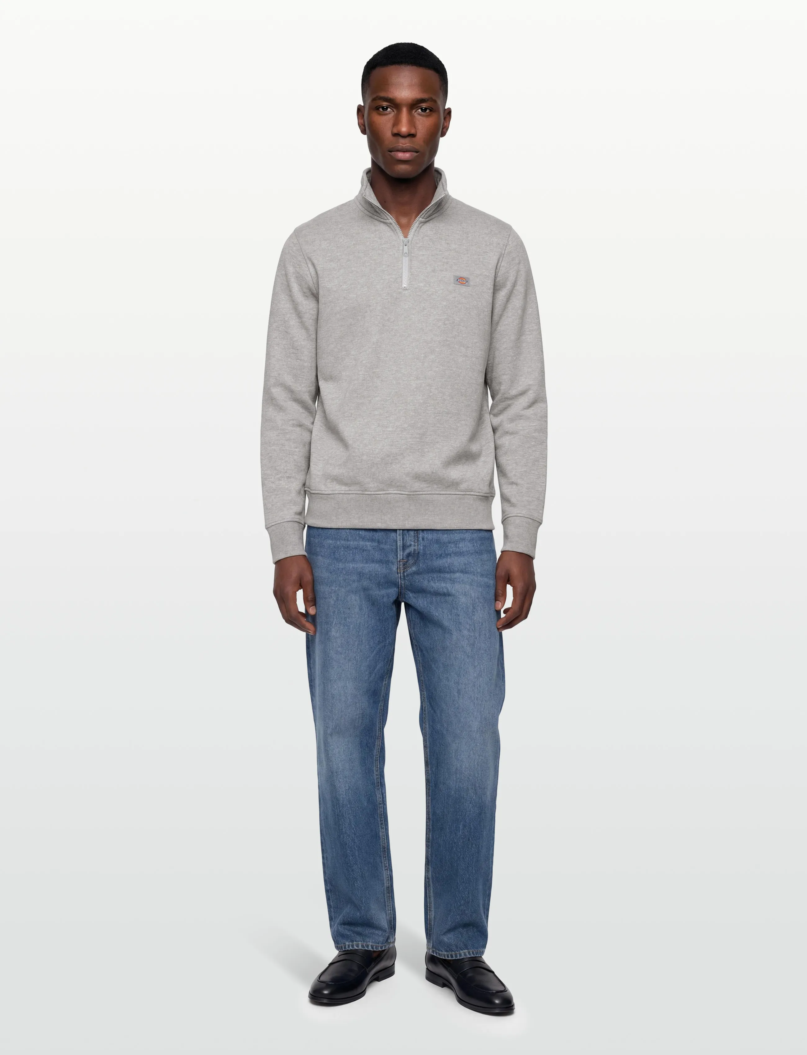 Dickies Oakport Quarter Zip, Mænd, Quarter Zip Sweatshirt, Grå, Str: XL