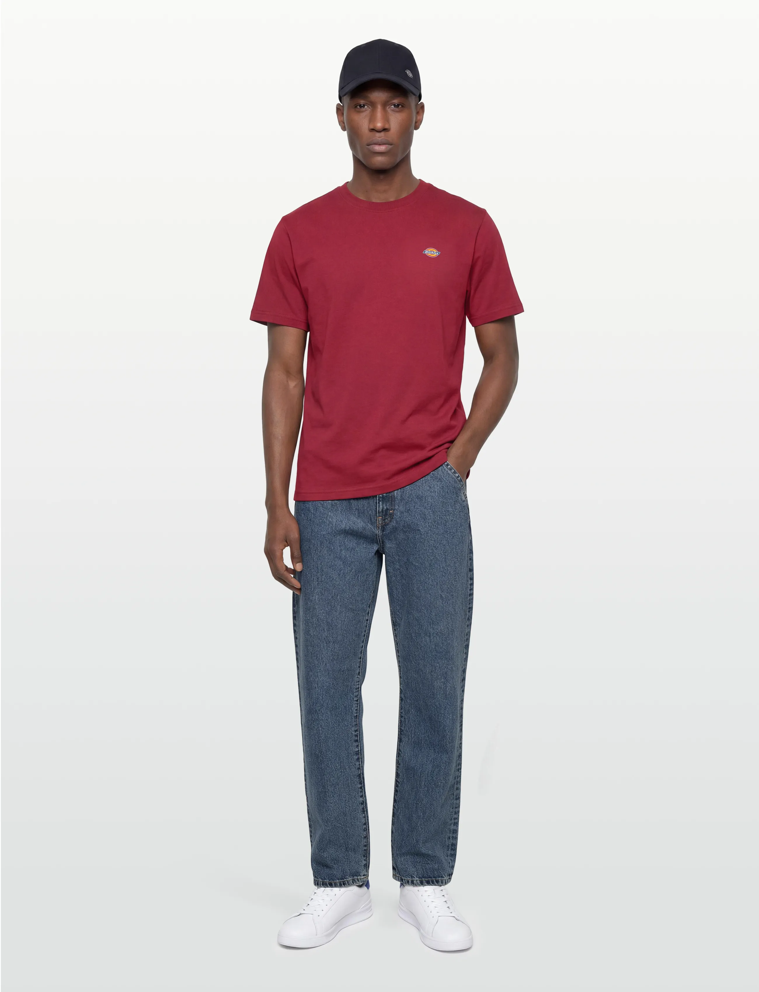 Dickies Mapleton Ss Tee, XS, T-shirts, Burgunderrot - Short-sleeved, Männerswear