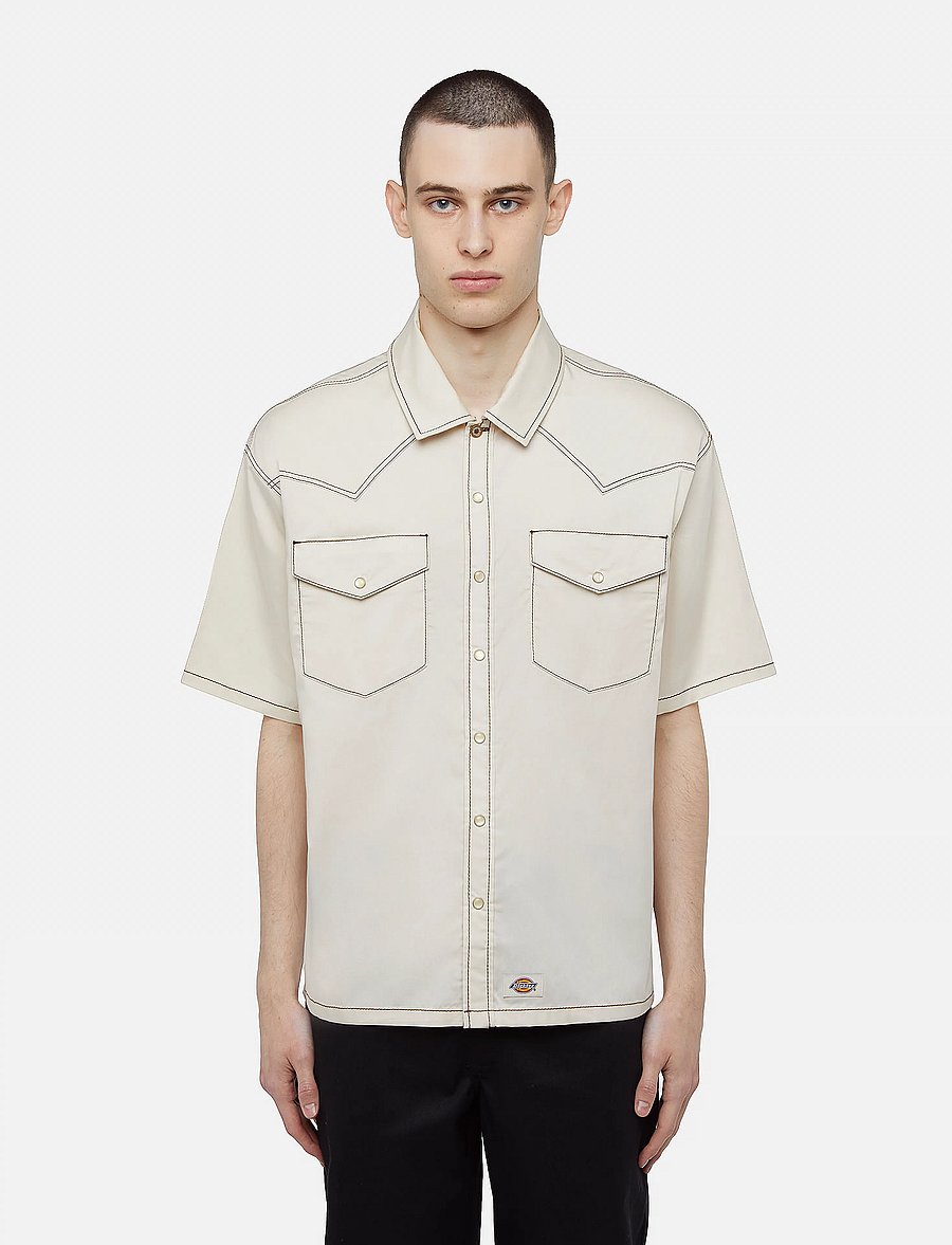 Dickies - RIVER RANCH WORK SHIRT SS - lühikeste varrukatega särgid - whitecap gray - 0
