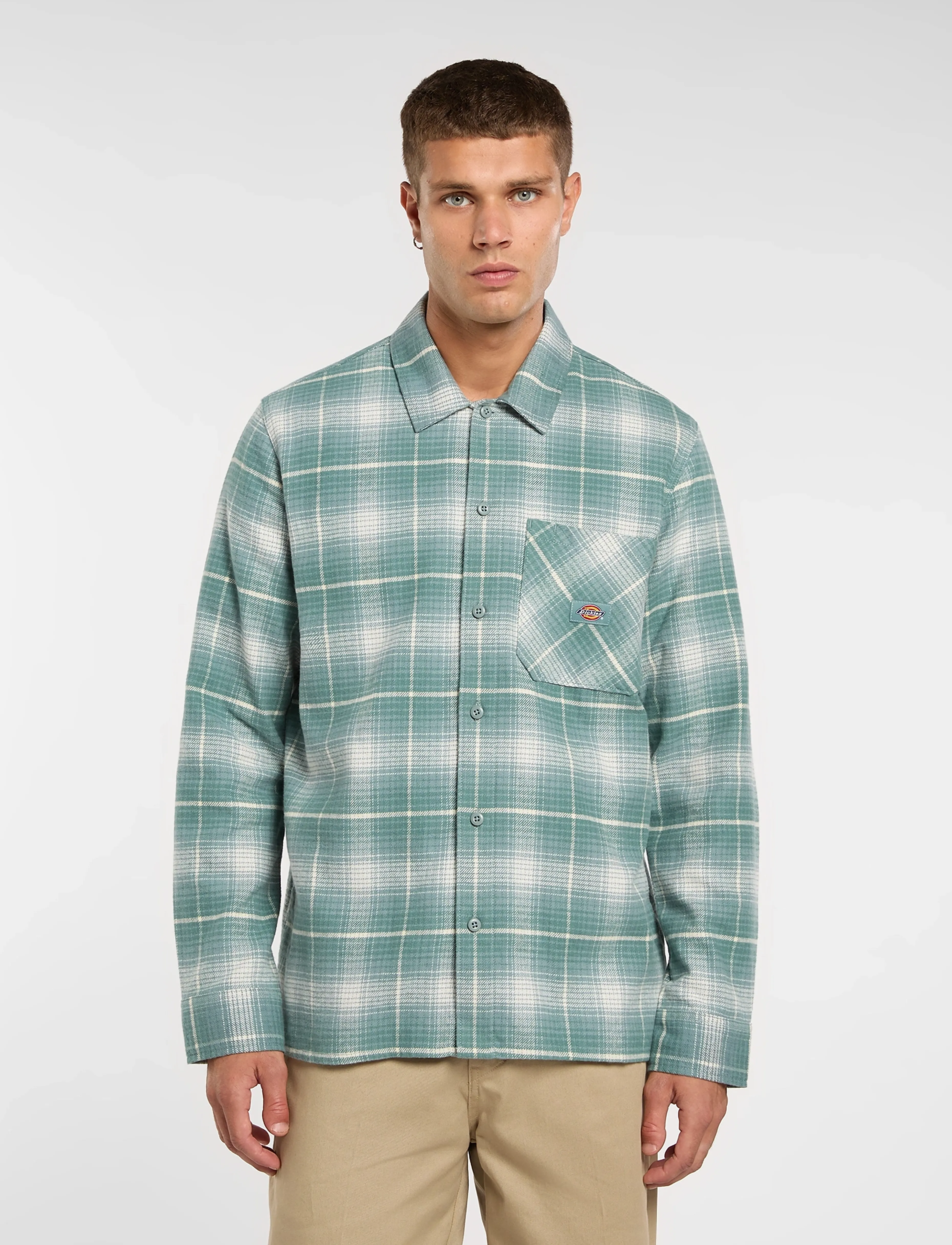 Dickies FOREST CHECK SHIRT - Flanellskjortor - STORMY SEA / green