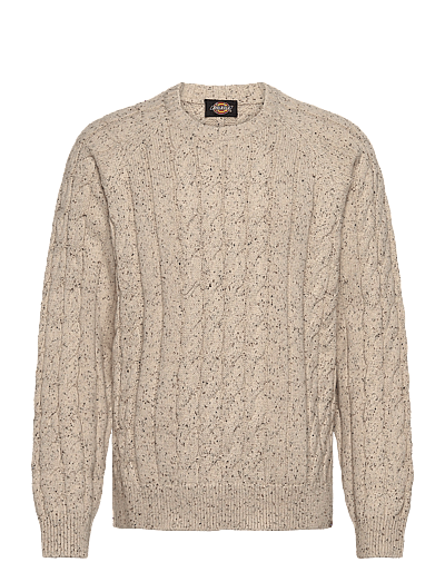 Dickies M VANLEER CABLE SWEATER - Round Necks - WOOD ASH / cream