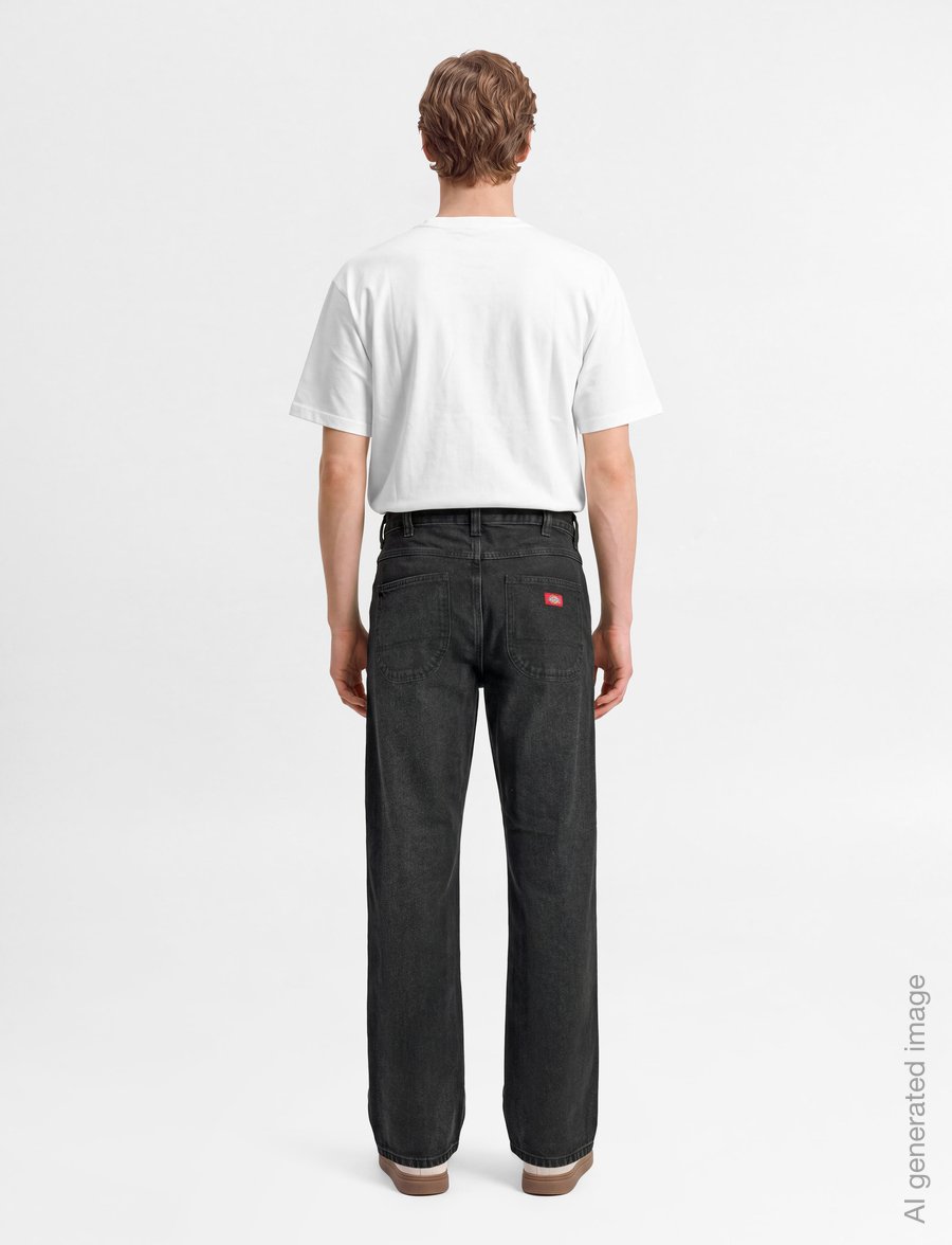 Dickies - 954 RELAXED STRAIGHT WORK JEANS - regular jeans - black wash faded - 4