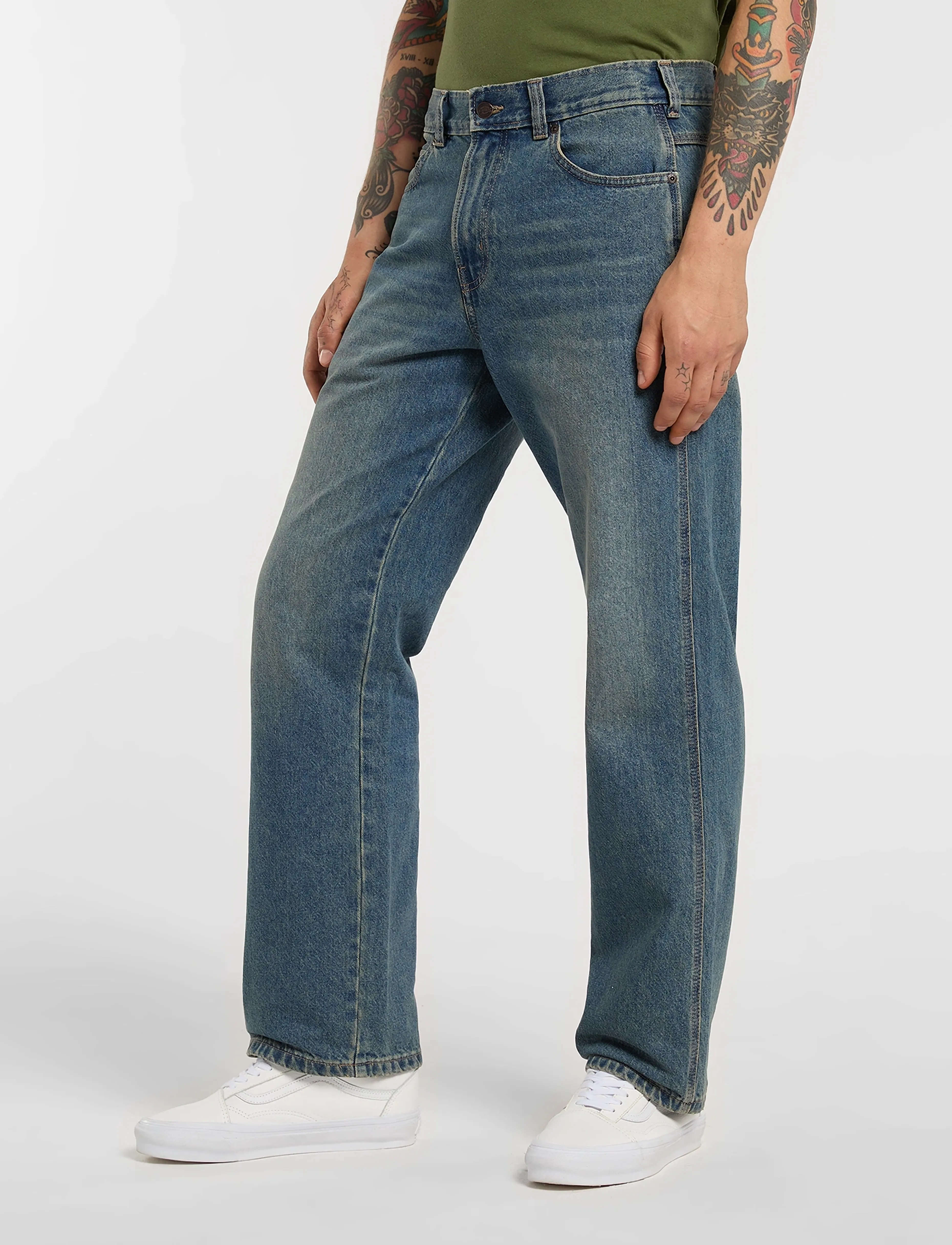 Dickies - 954 RELAXED STRAIGHT WORK JEAN - regular jeans - khaki tntd blue - 5