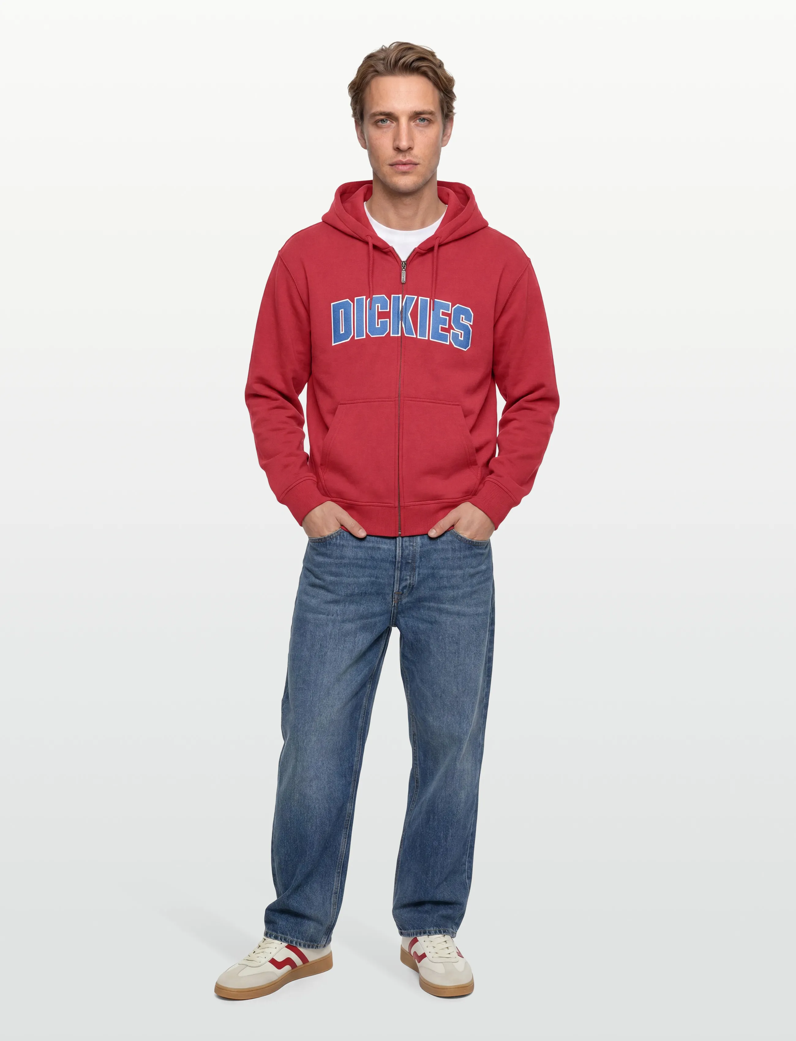 Dickies Aitkin Zt Hoodie, Mænd, Lynlåshættetrøje, Rød, Str: L