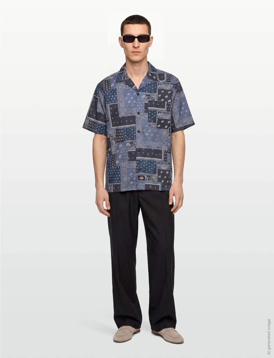 Dickies - GLANDORF SHIRT SS - hemden mit muster - dark navy - 0