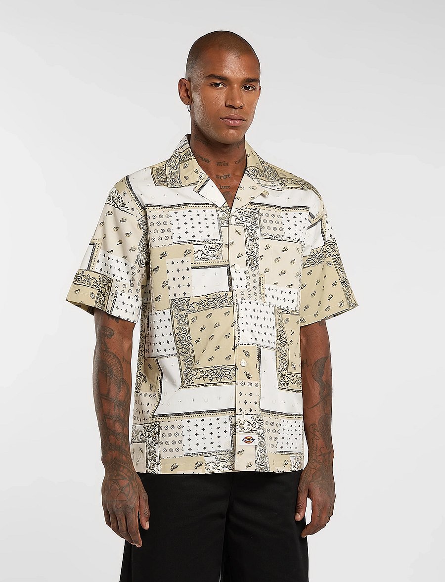 Dickies - GLANDORF SHIRT SS - mustriga särgid - egret - 0