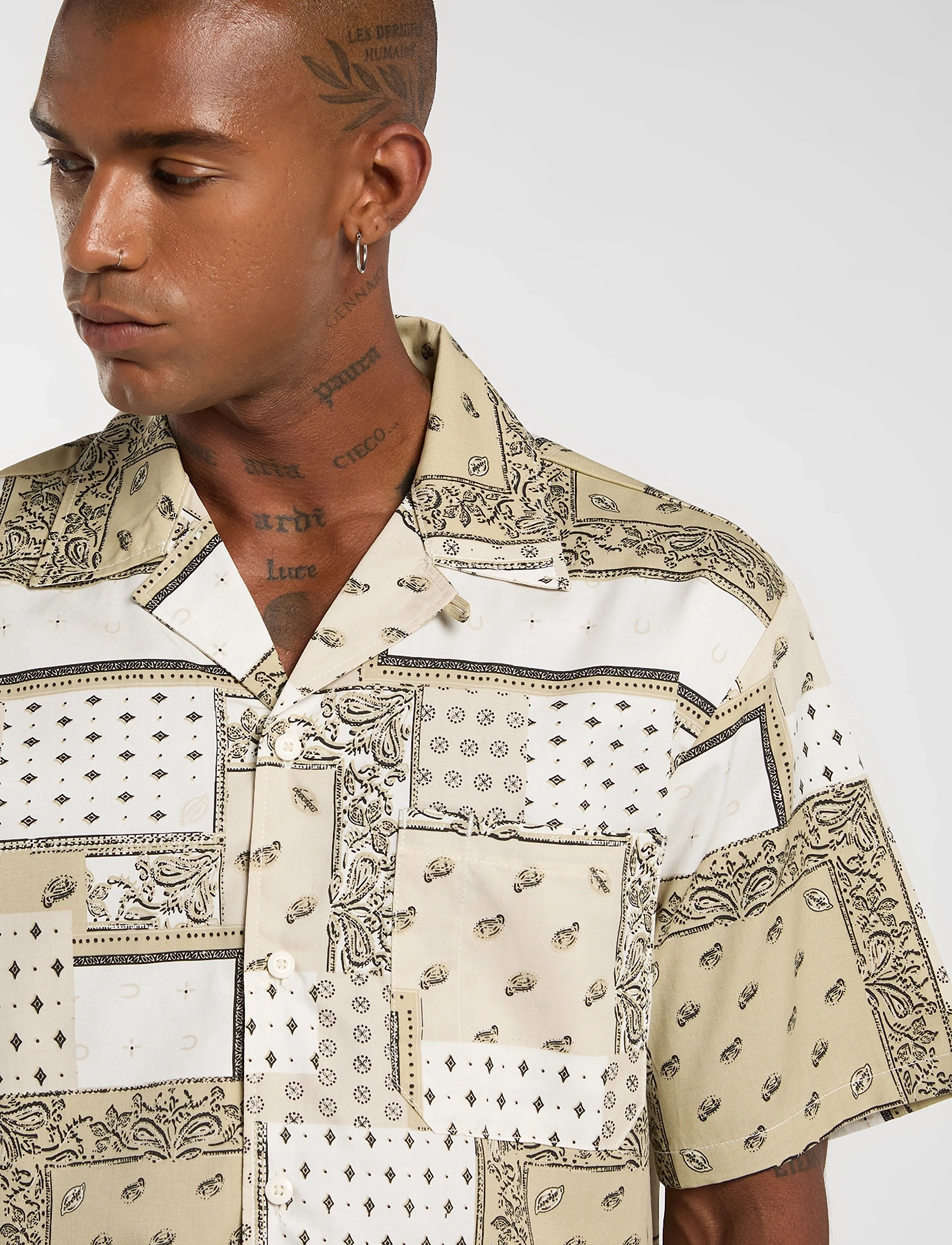 Dickies - GLANDORF SHIRT SS - mustriga särgid - egret - 5