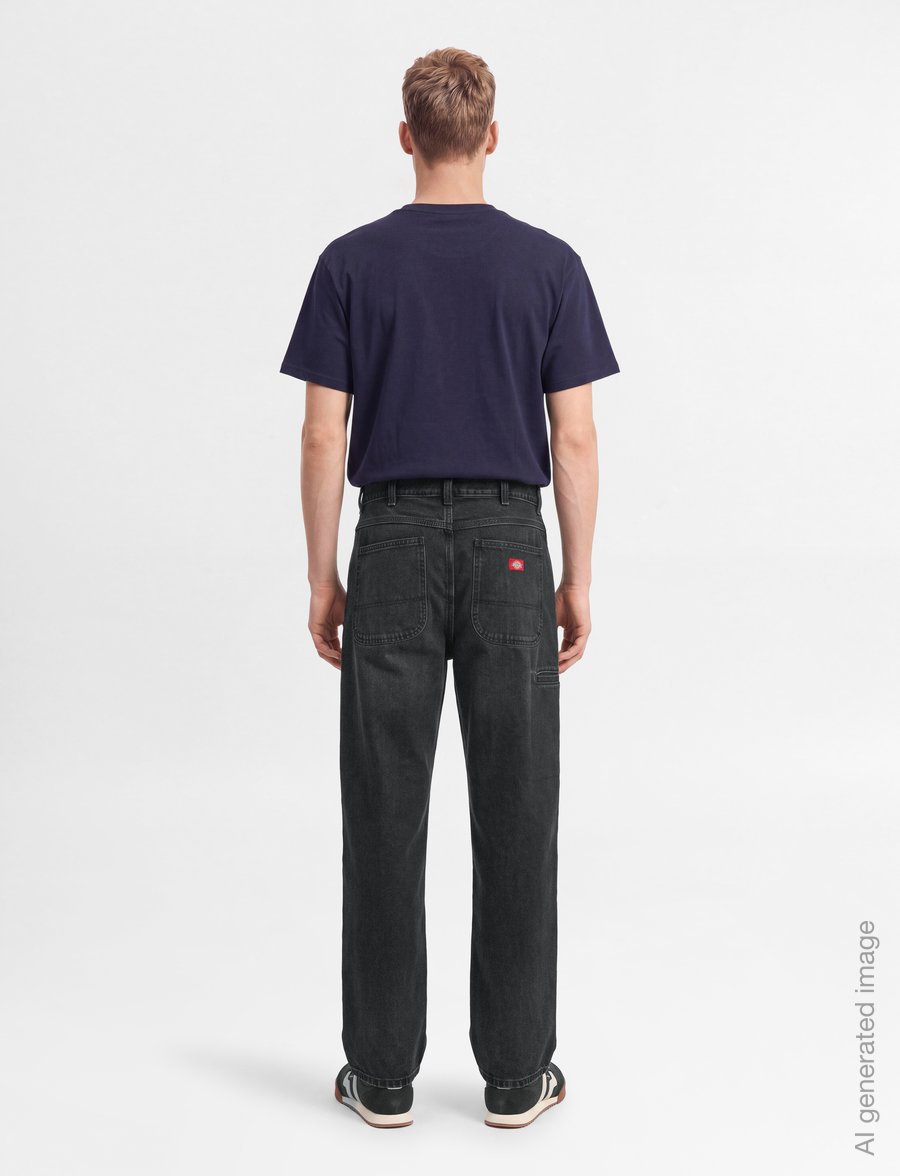 Dickies - 958 BAGGY TAPERED WORK JEANS - schmal zulaufende jeans - black wash faded - 4