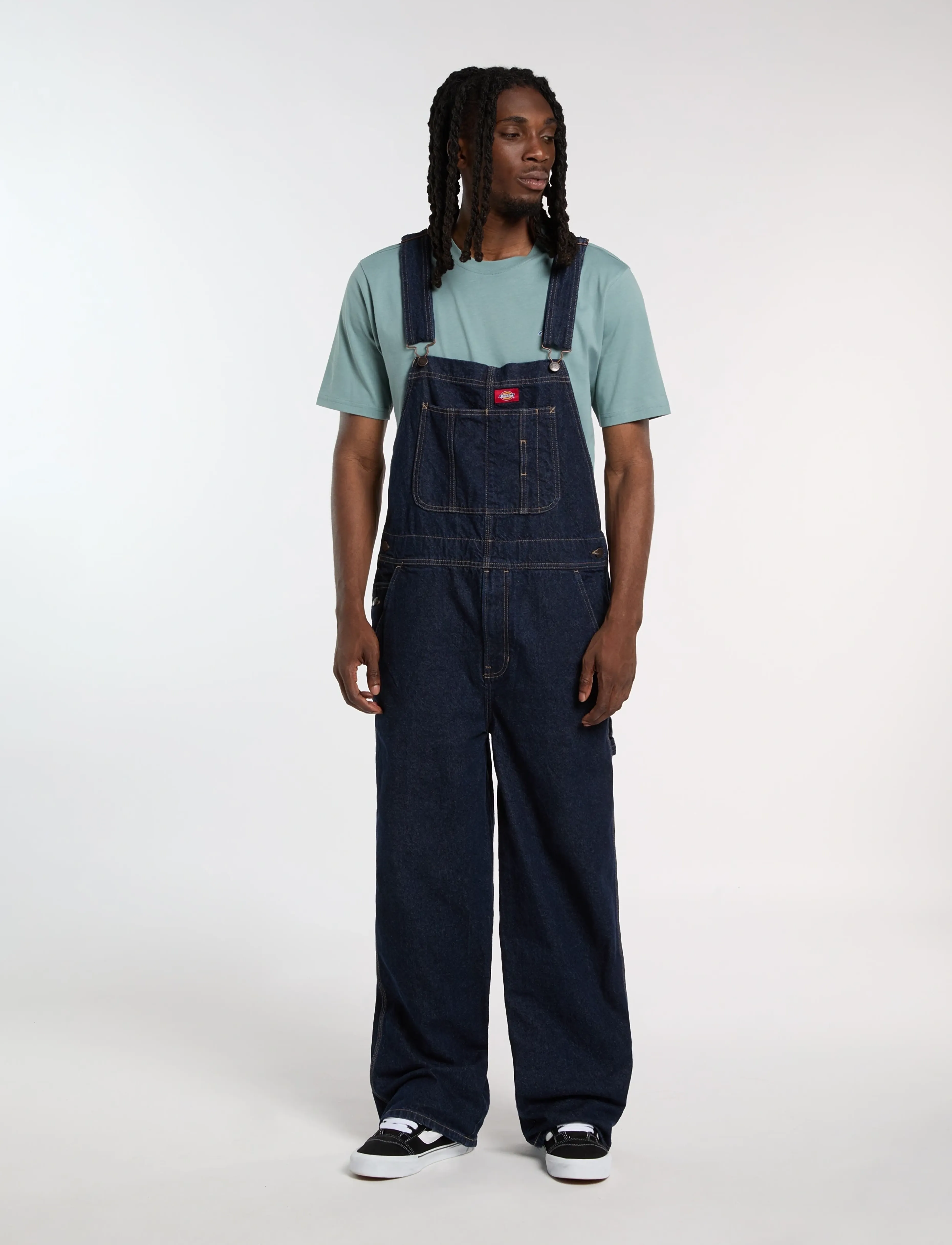 Dickies LOOSE DENIM BIB - Loose jeans - RINSED / navy