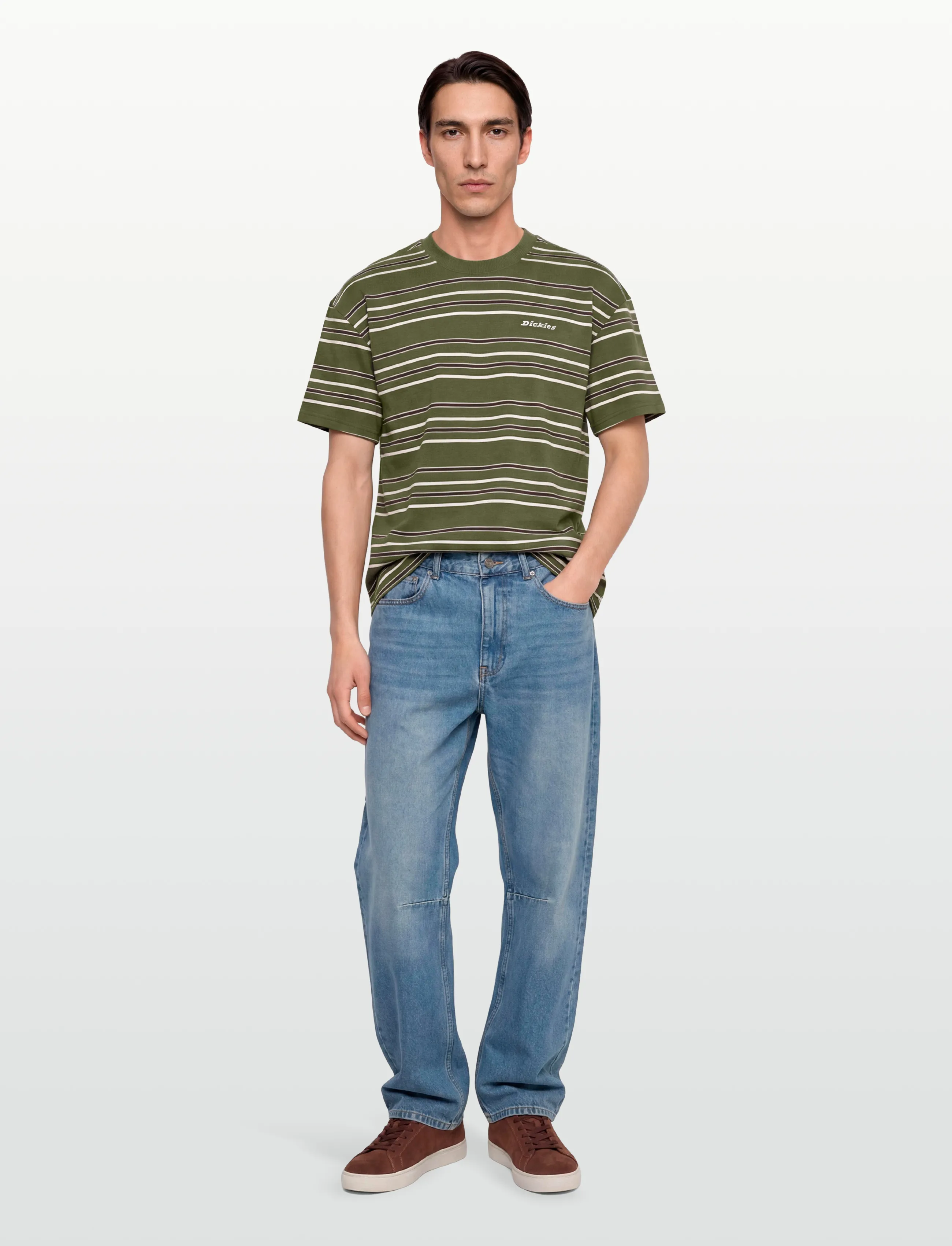 Dickies East Liberty Stripe Ss Tee, Mænd, Stribet T-Shirt, Hvid, Str: S