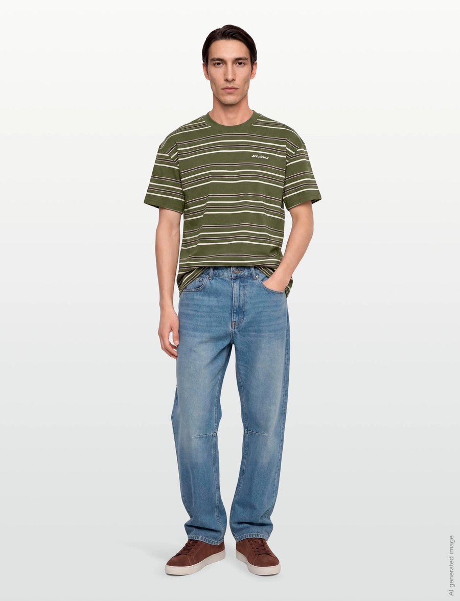 Dickies - EAST LIBERTY STRIPE SS TEE - marškinėliai trumpomis rankovėmis - cypress - 0