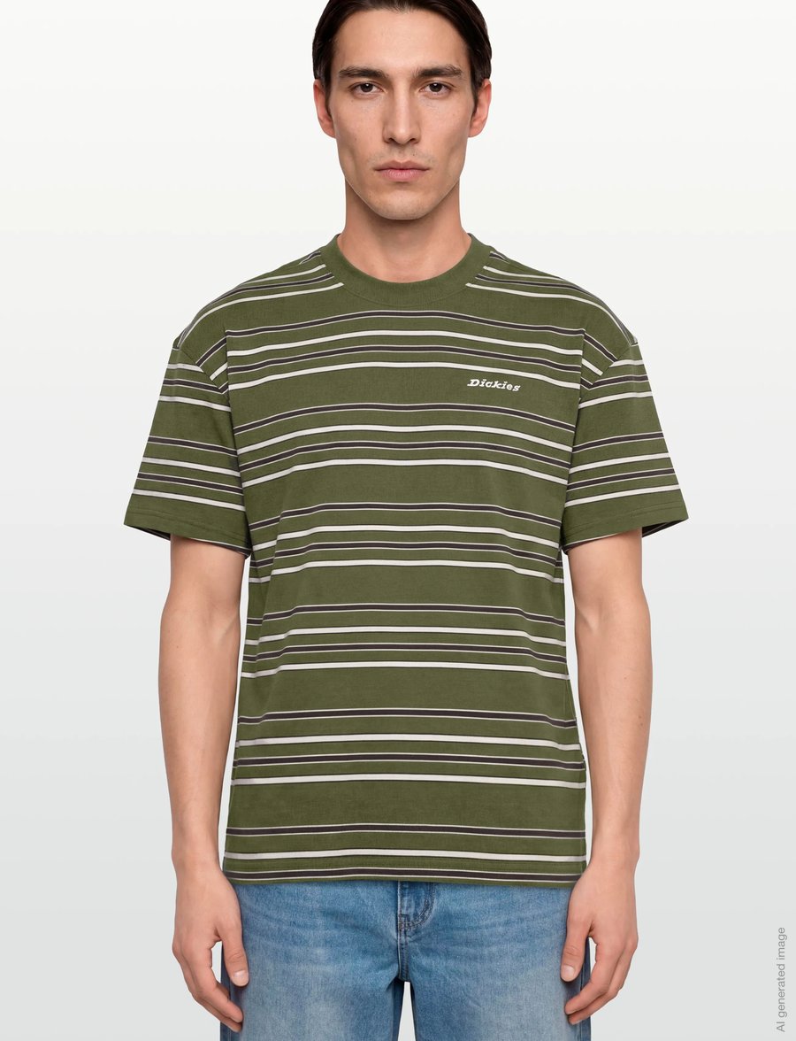 Dickies - EAST LIBERTY STRIPE SS TEE - marškinėliai trumpomis rankovėmis - cypress - 3