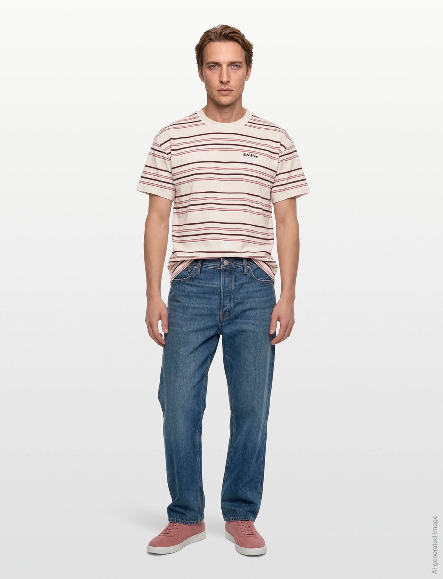 Dickies - EAST LIBERTY STRIPE SS TEE - kurzärmelige t-shirts - egret - 0