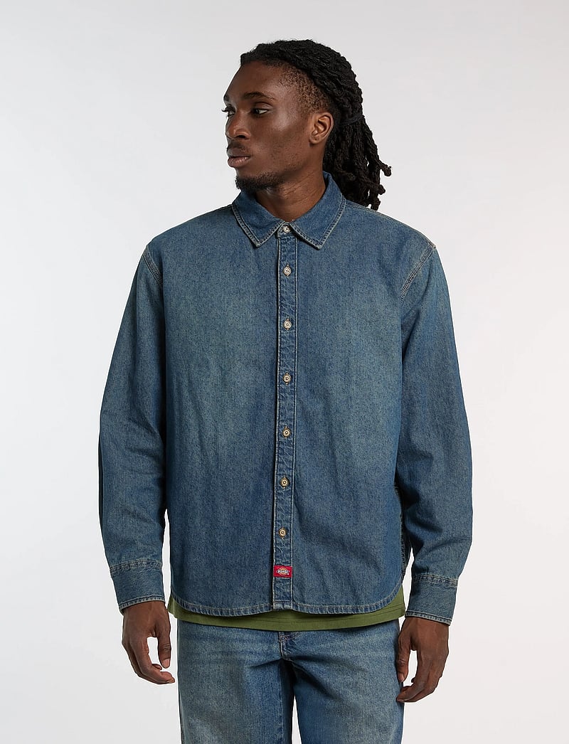 Dickies - LIGHTWEIGHT DENIM SHIRT LS - jeanshemden - khaki tinted blue - 0