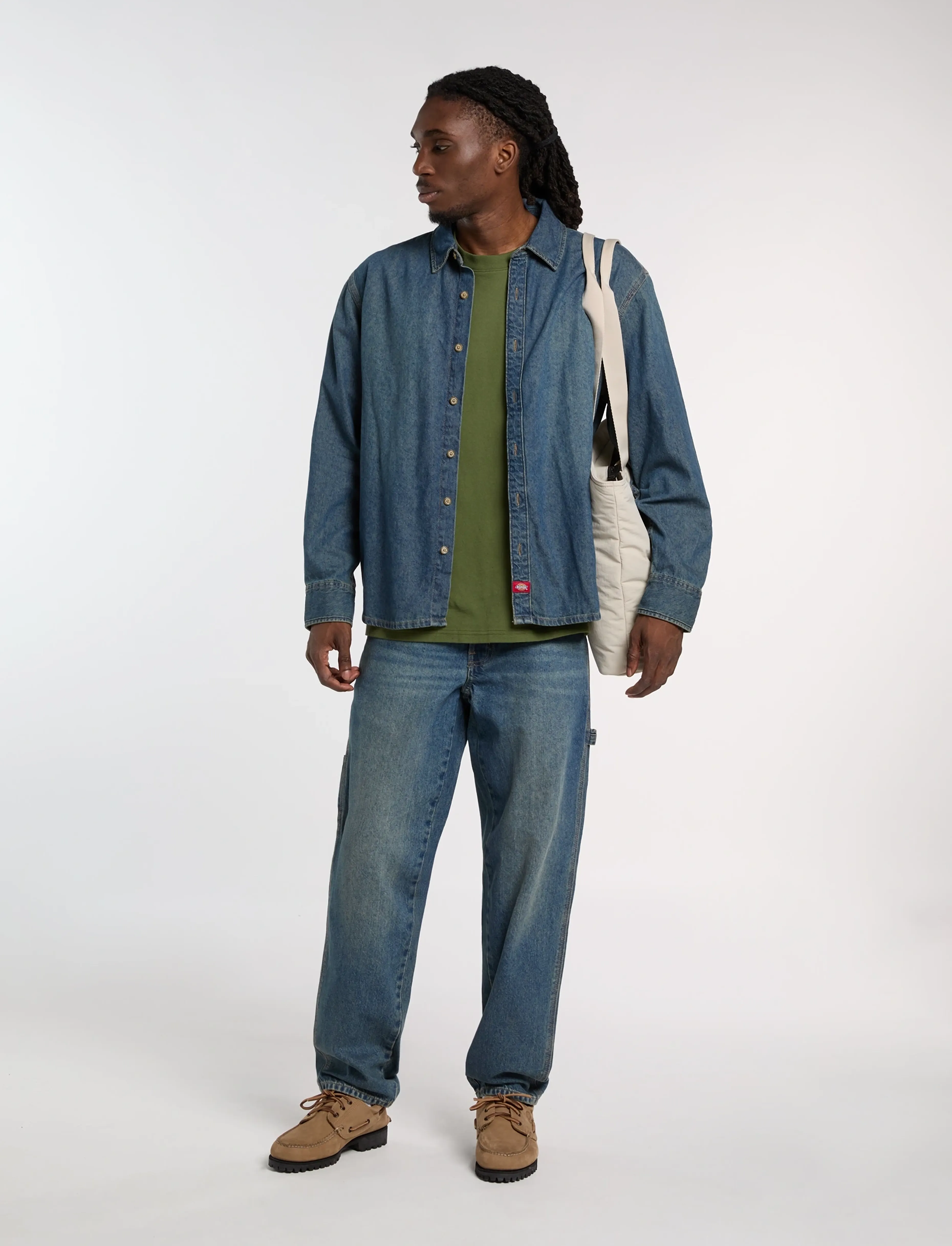 Dickies - LIGHTWEIGHT DENIM SHIRT LS - födelsedagspresenter - khaki tinted blue - 4