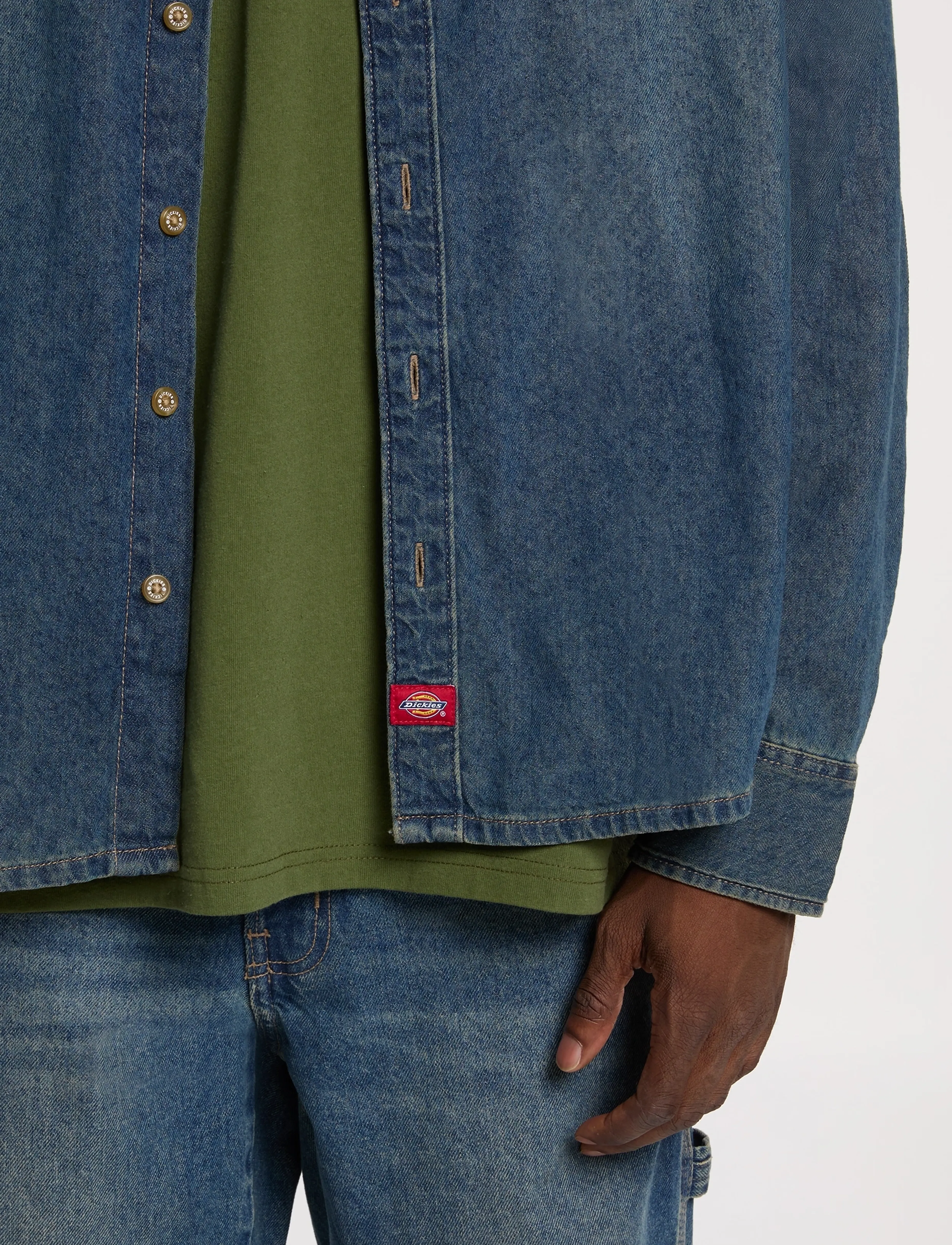 Dickies - LIGHTWEIGHT DENIM SHIRT LS - födelsedagspresenter - khaki tinted blue - 5