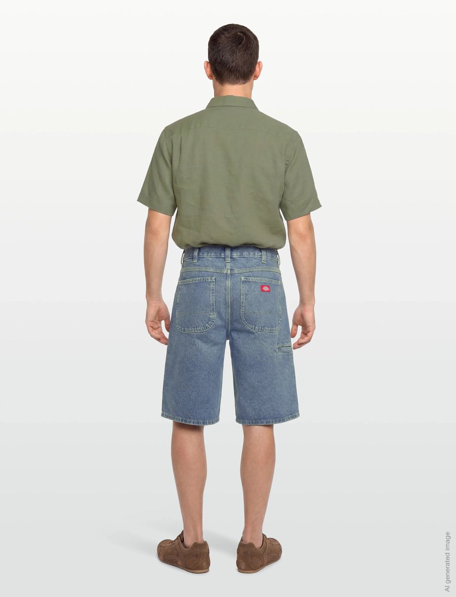 Dickies - 958 13 INCH LOOSE SHORT JEANS - džinsa šorti - khaki tntd blue - 4