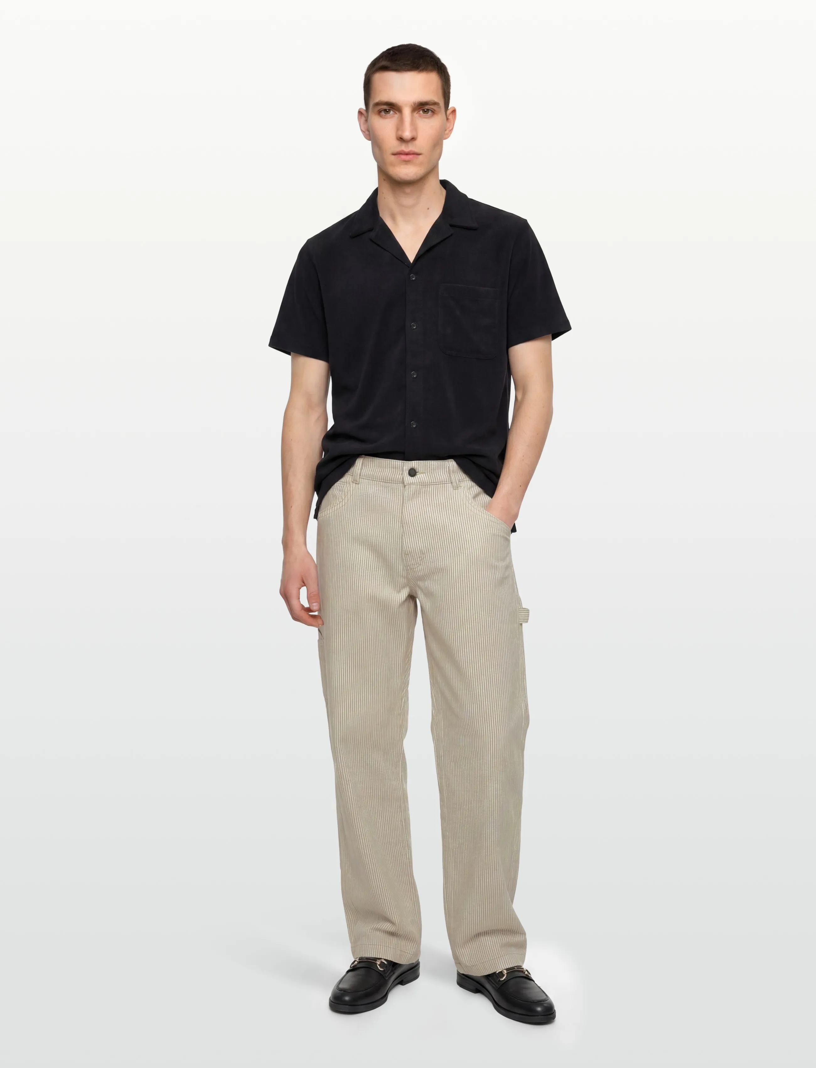 Dickies Hickory Loose Straight, Mænd, Hickory Stribede Løse Lige Carpenter Bukser, Cream, Str: 31