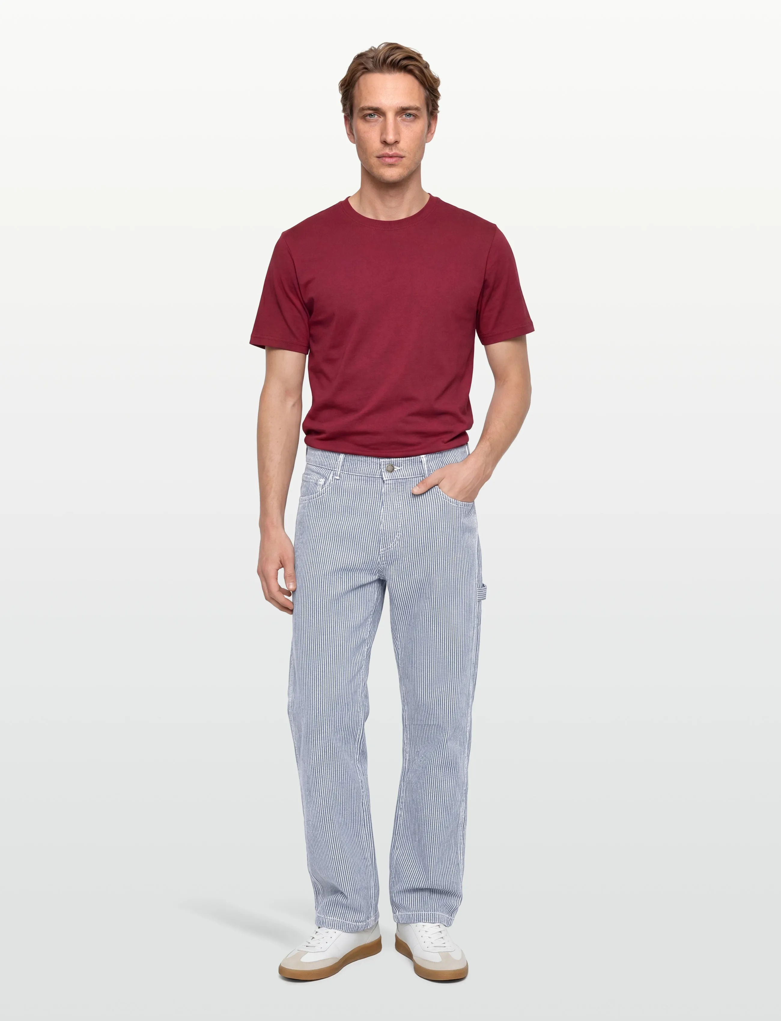 Dickies Hickory Loose Straight, Mænd, Hickory Stribede Løse Lige Carpenter Bukser, Blå, Str: 30