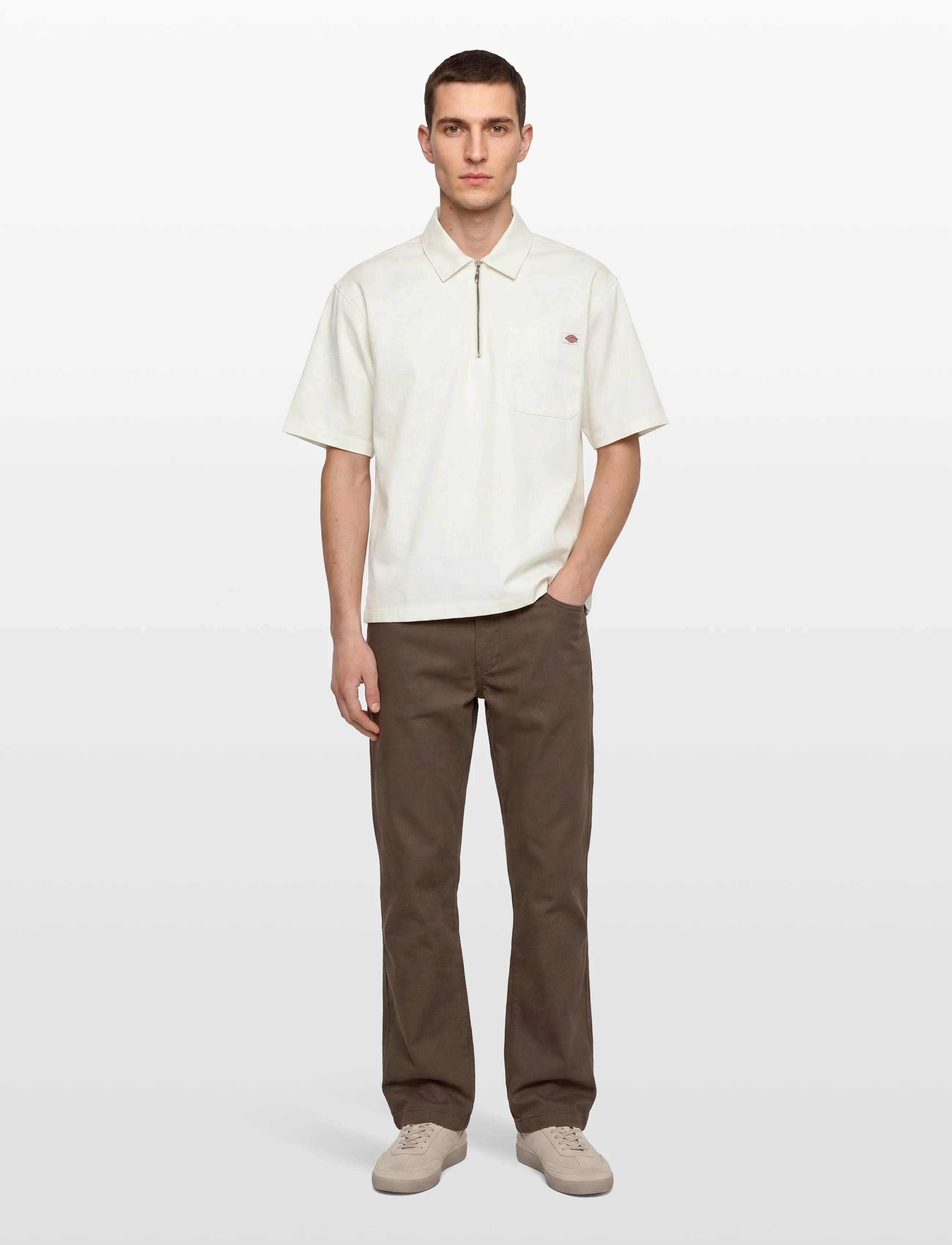 Dickies Cadiz Qz Shirt Ss, M, Shirts, Creme - Short-sleeved Männerswear