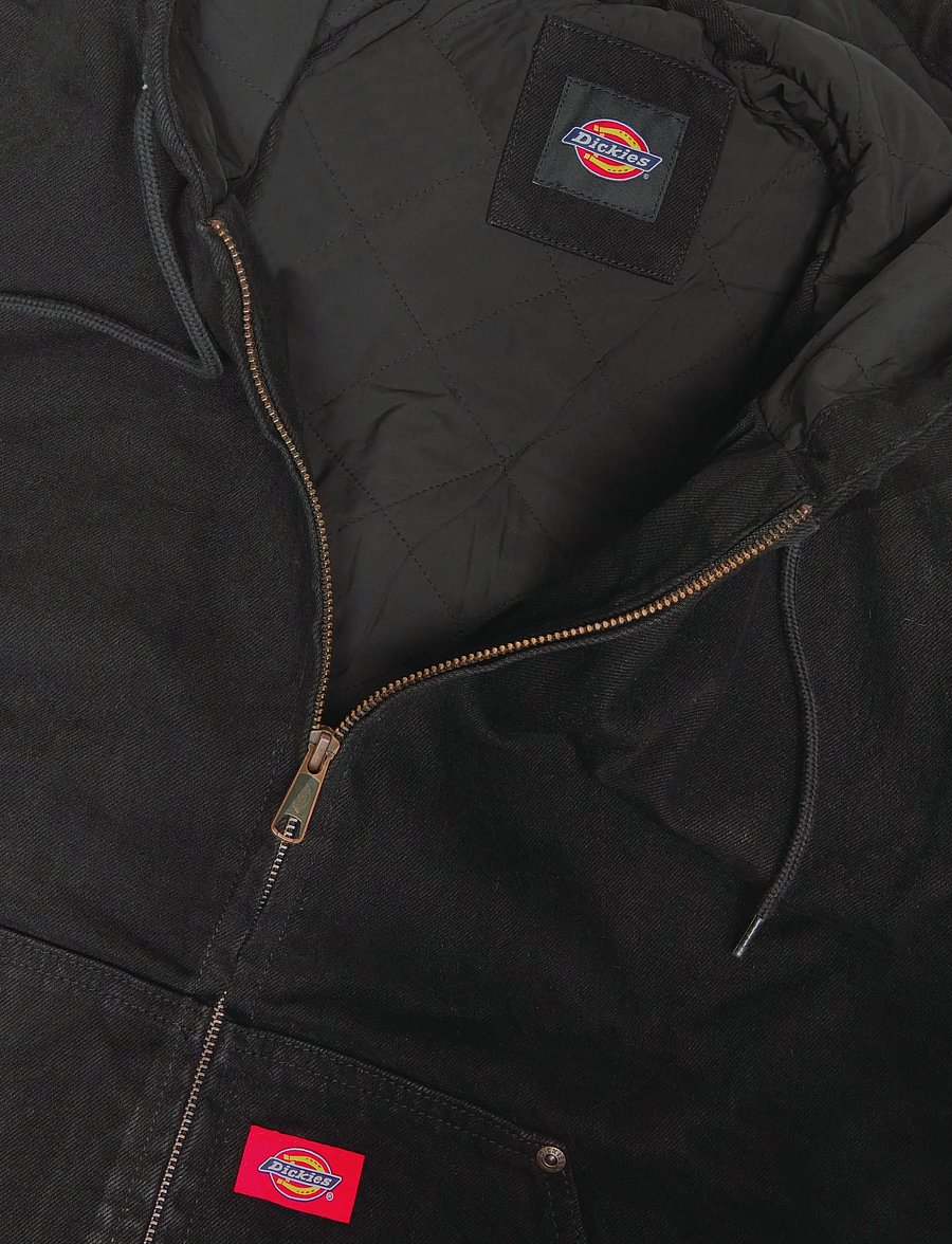 Dickies - LINED DENIM HOODED BOMBER - gefütterte denimjacken - black - 2