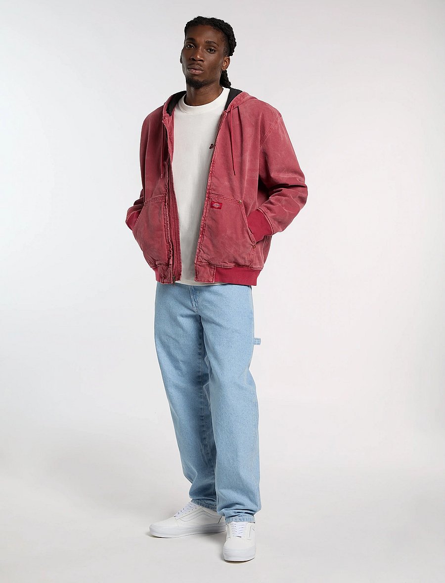 Dickies - HILHAM LINED DENIM HOODED BOMBER - vuorelliset farkkutakit - garnet - 4