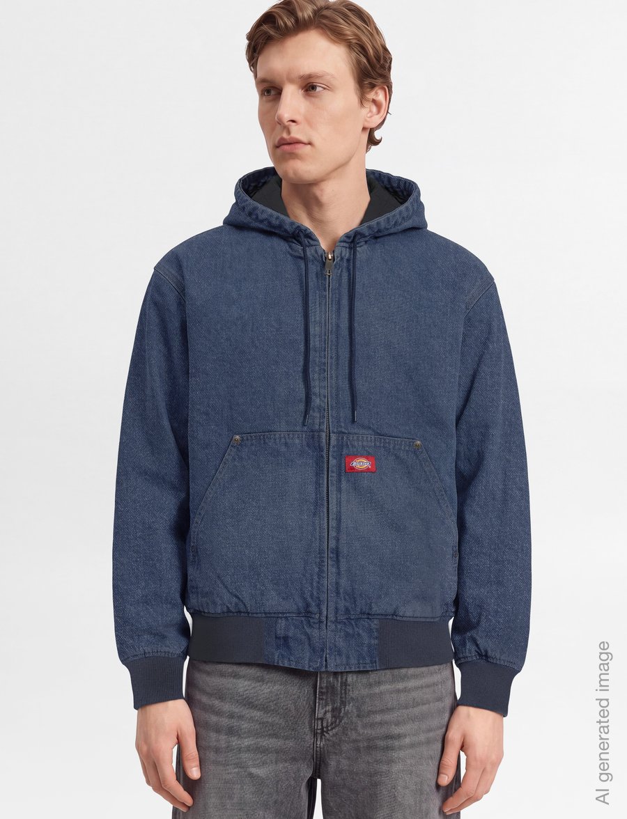 Dickies - HILHAM LINED DENIM HOODED BOMBER - uforede denimjakker - mid blue fade wash - 3