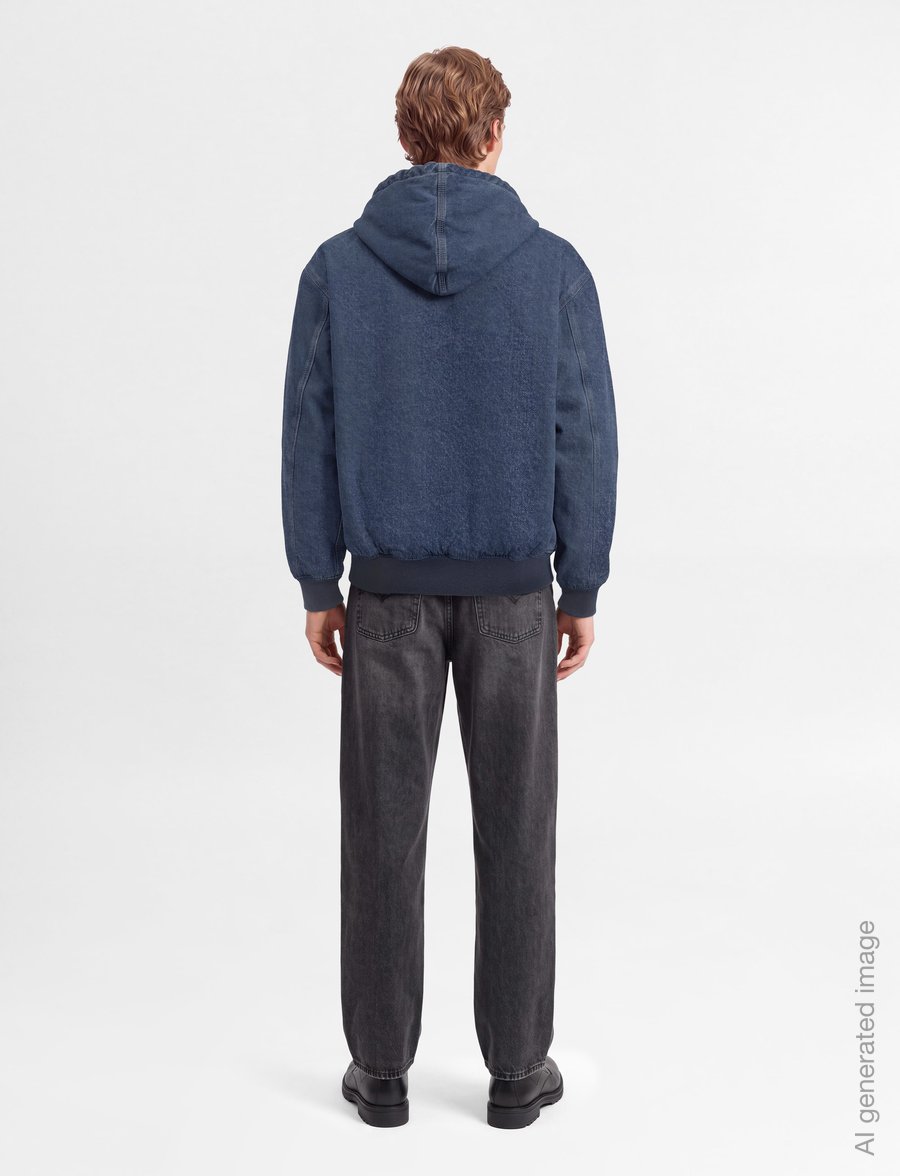 Dickies - HILHAM LINED DENIM HOODED BOMBER - uforede denimjakker - mid blue fade wash - 4