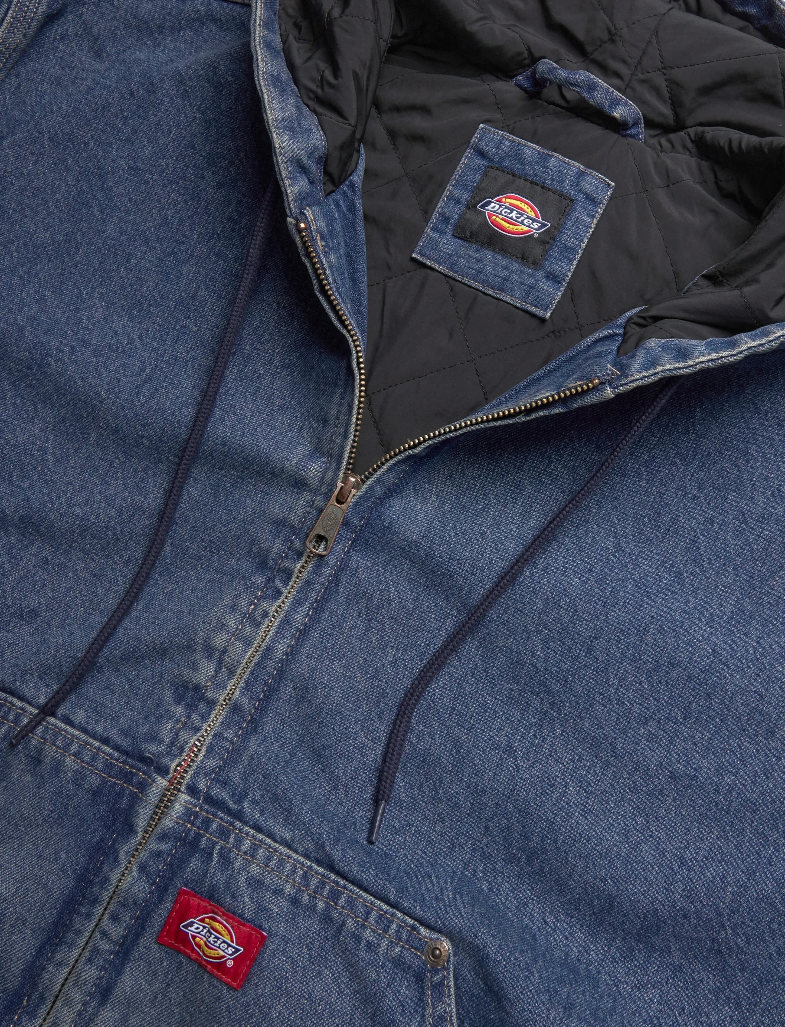 Dickies - HILHAM LINED DENIM HOODED BOMBER - fodrade jeansjackor - mid blue fade wash - 2