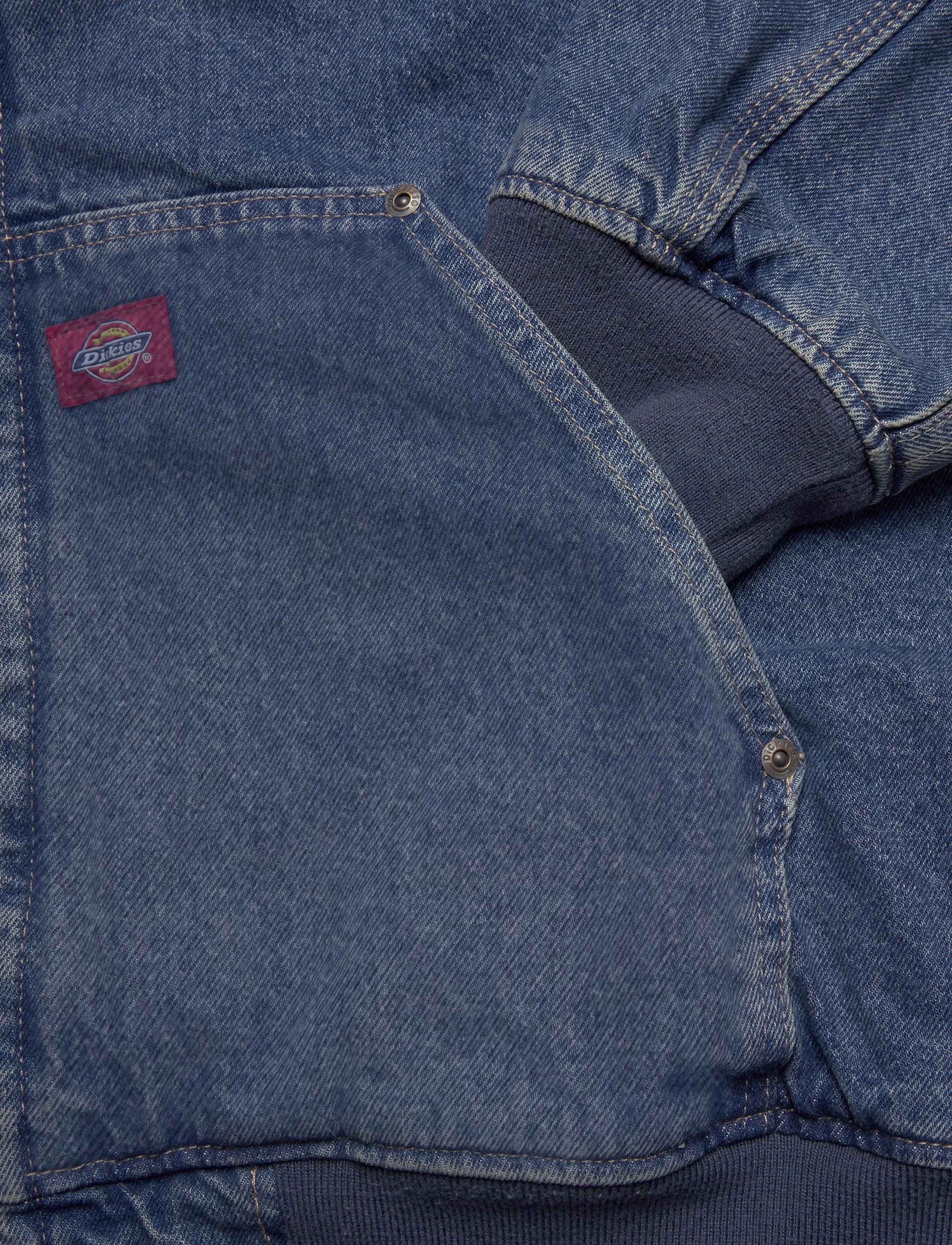 Dickies - HILHAM LINED DENIM HOODED BOMBER - fodrade jeansjackor - mid blue fade wash - 3