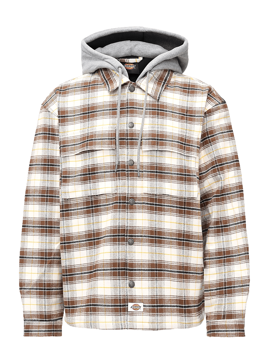 Dickies - EUSTIS HOODED FLANNEL SHACKET - herbstjacken - egret - 0