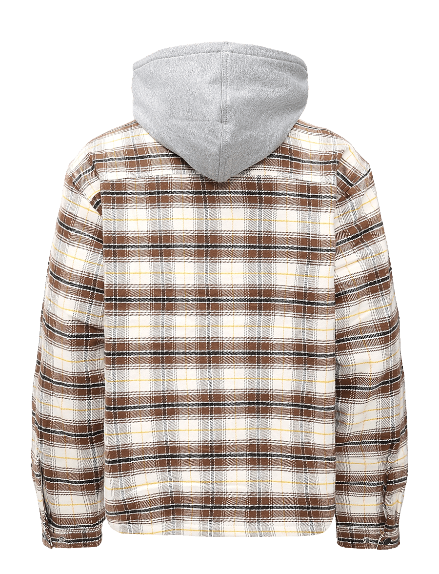 Dickies - EUSTIS HOODED FLANNEL SHACKET - herbstjacken - egret - 1