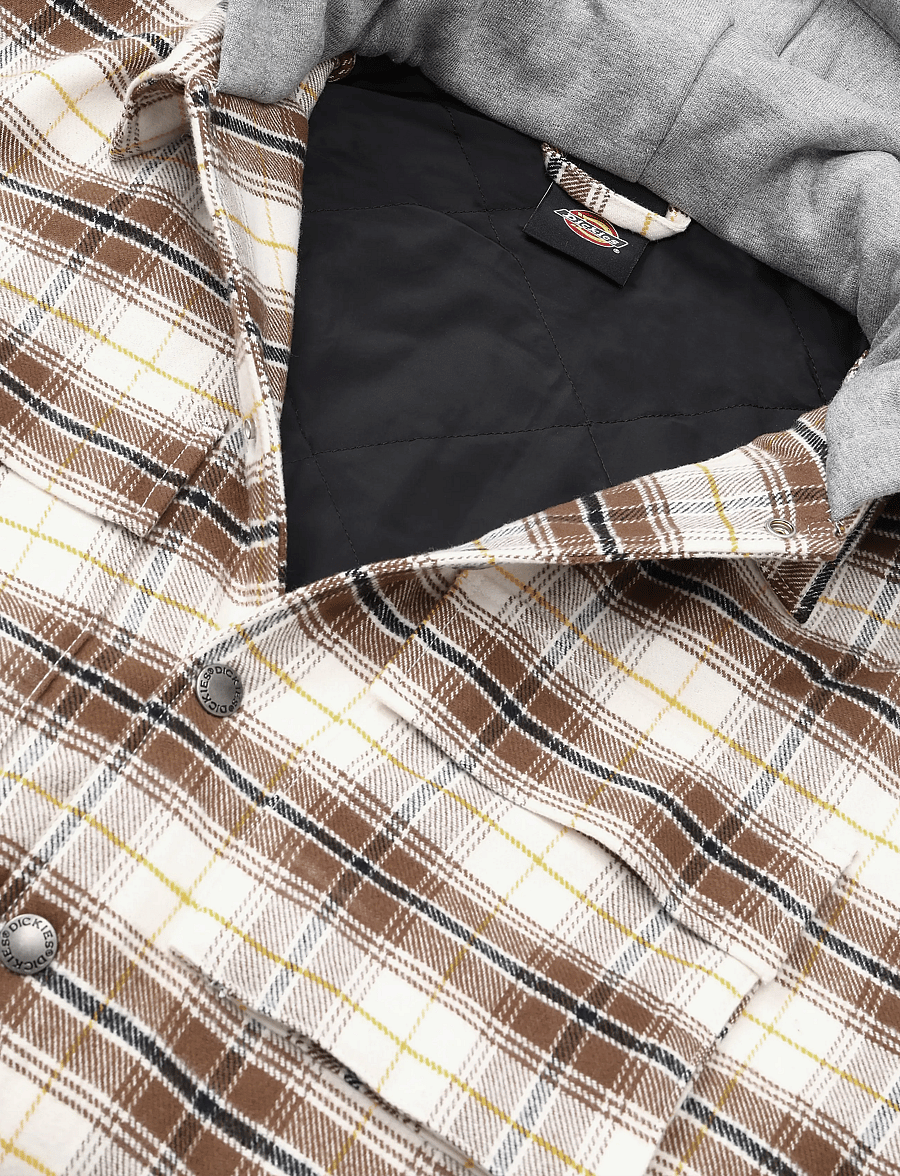 Dickies - EUSTIS HOODED FLANNEL SHACKET - herbstjacken - egret - 2