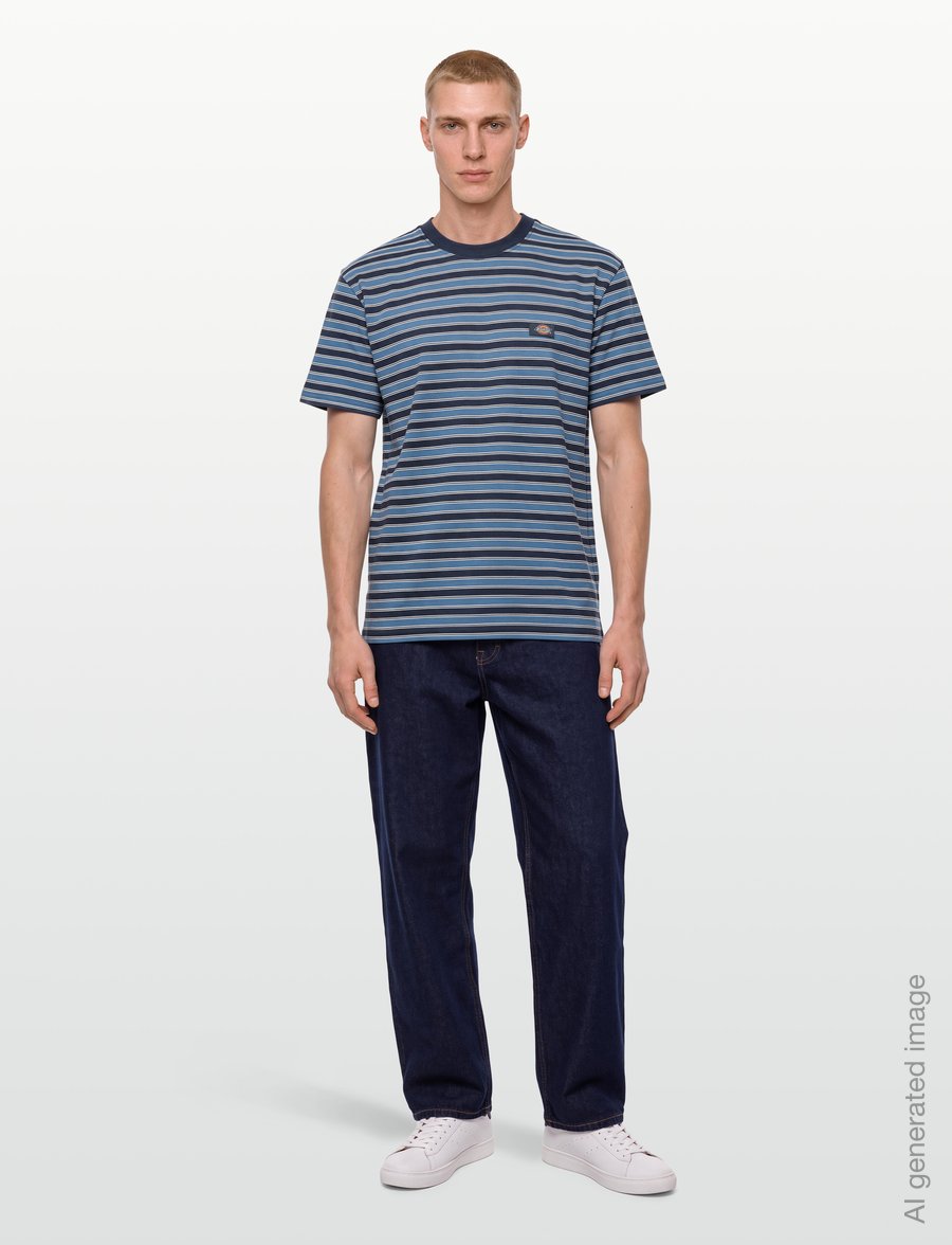 Dickies - STRIPE SS TEE - kurzärmelige t-shirts - navy blue - 0