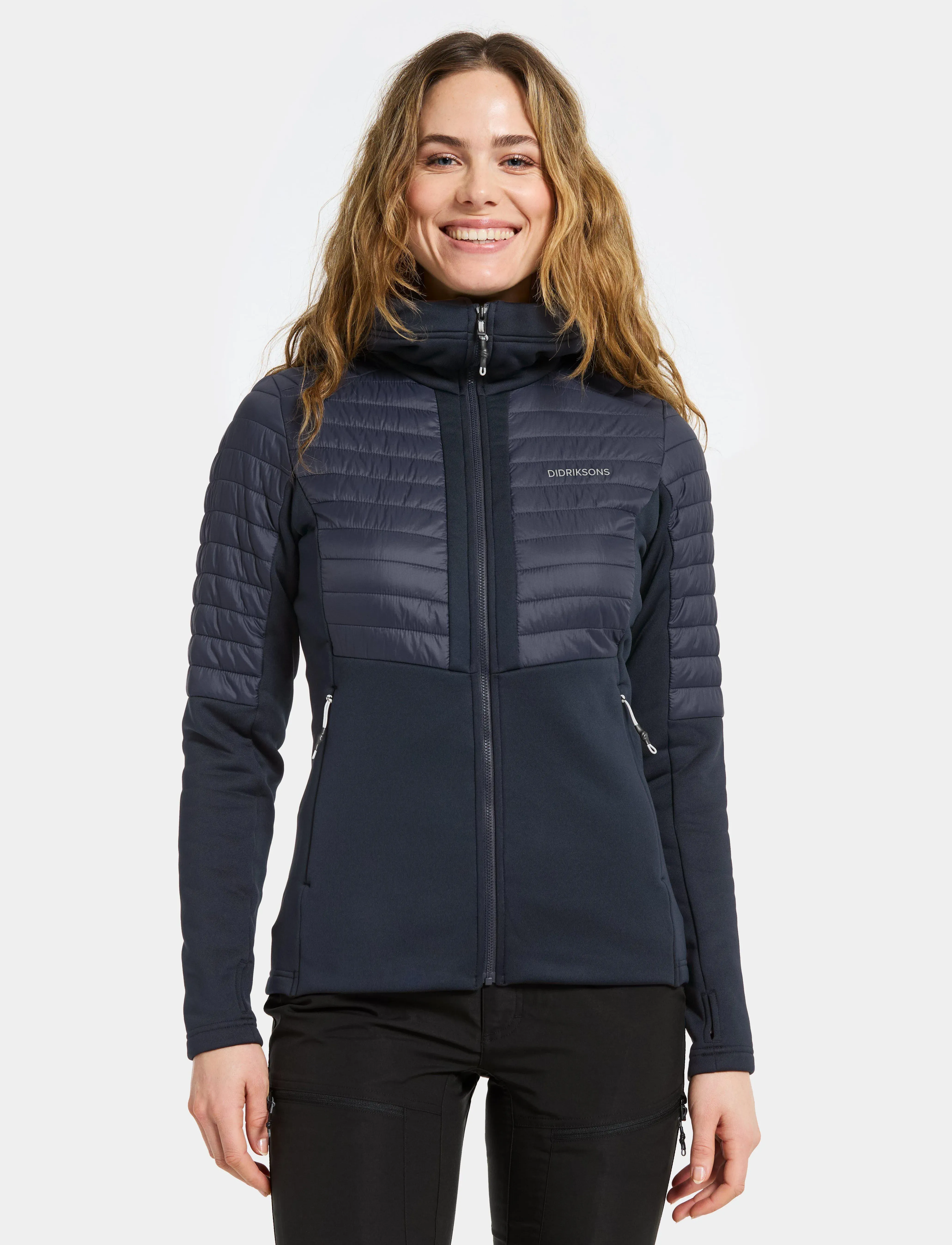 Didriksons Annema Wns Fullzi 6, Kvinder, Hætte Hybridjakke, Navy, Str: 36
