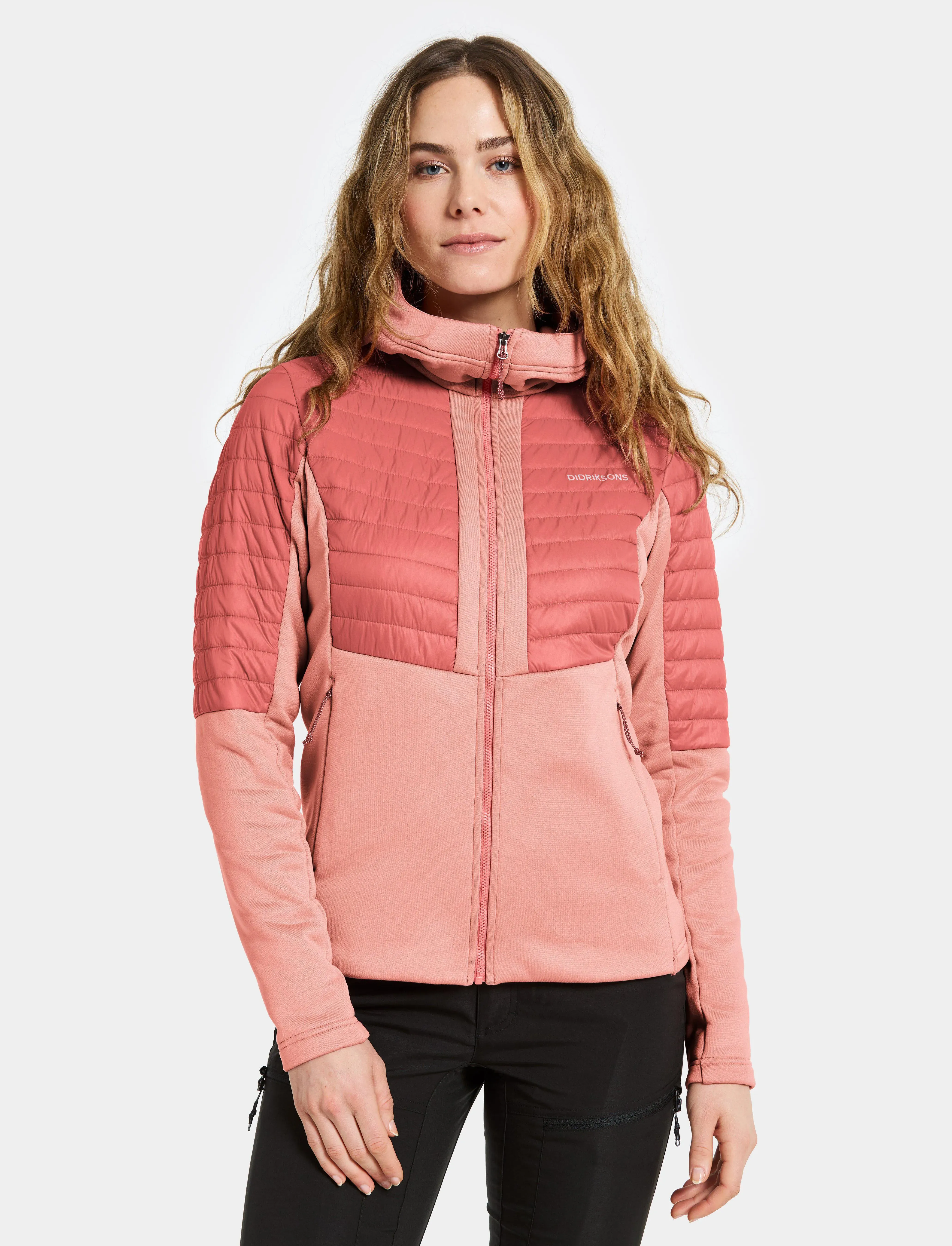 Didriksons Annema Wns Fullzi 6, Kvinder, Hætte Hybridjakke, Pink, Str: 34