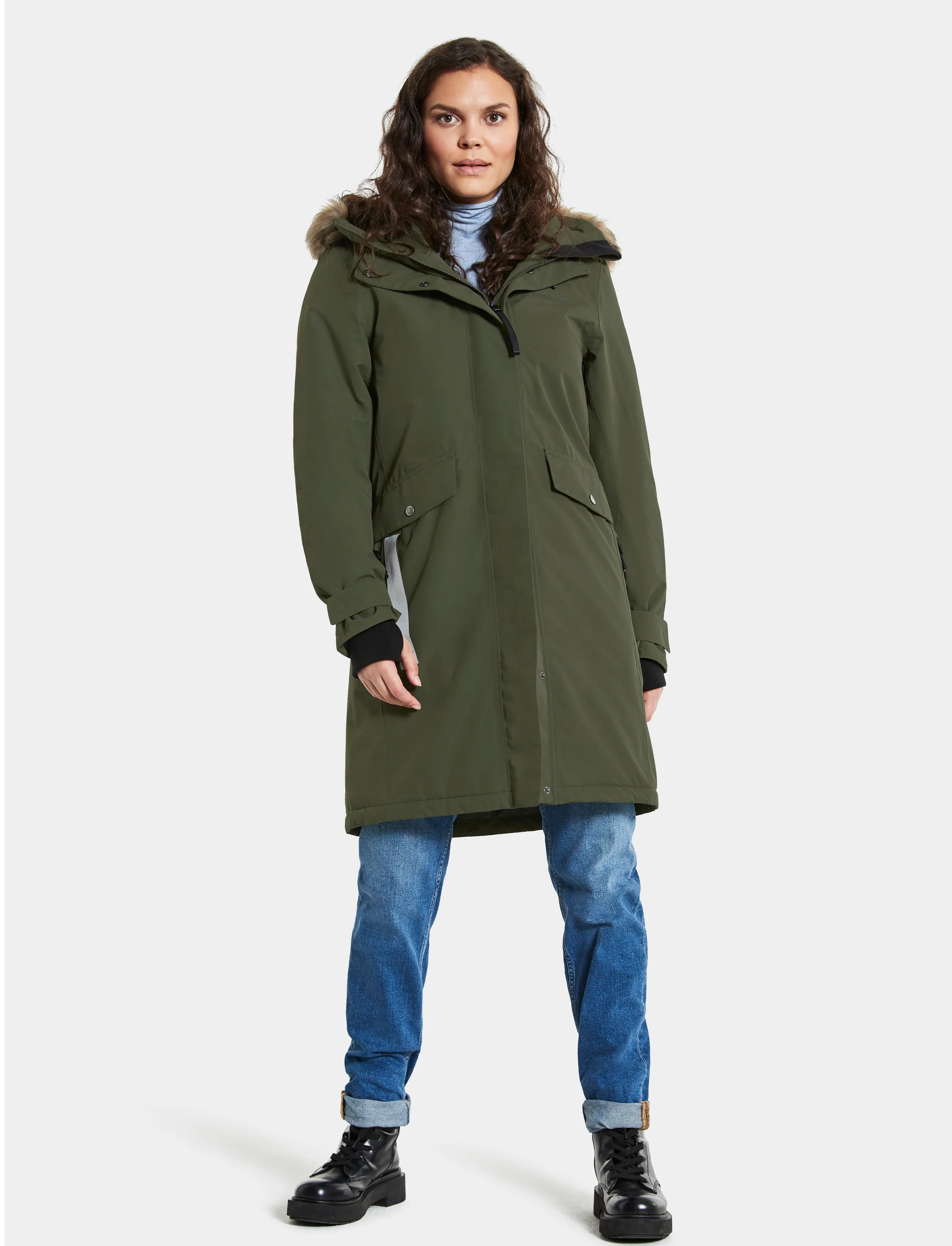 Didriksons Erika Parka, 34, Oberbekleidung, Khakigrün - Parka Coats, Frauen